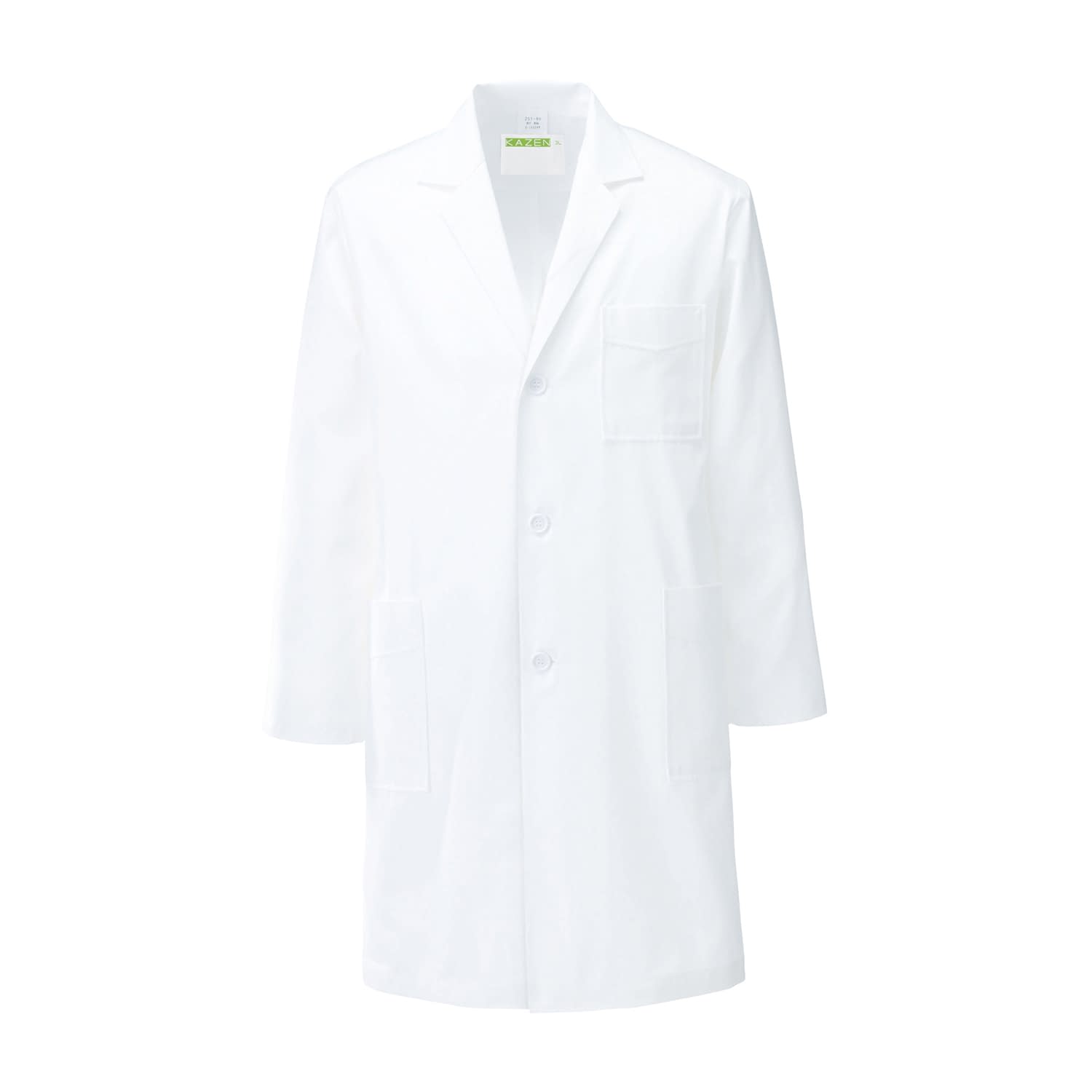 メンズ診察衣 長袖 23-7827-0002 M KAZEN 251-90(オフホワイト)