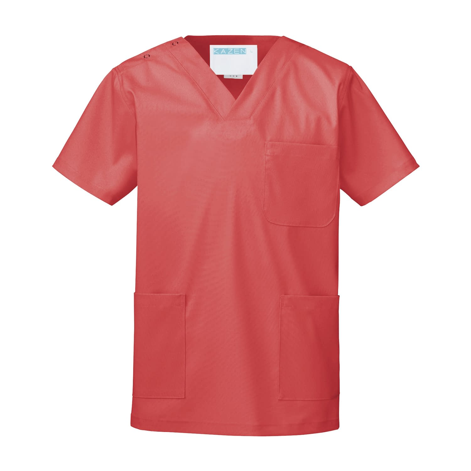 スクラブ(男女兼用) 23-5823-1604 L KAZEN 133-74(バーミリオン)