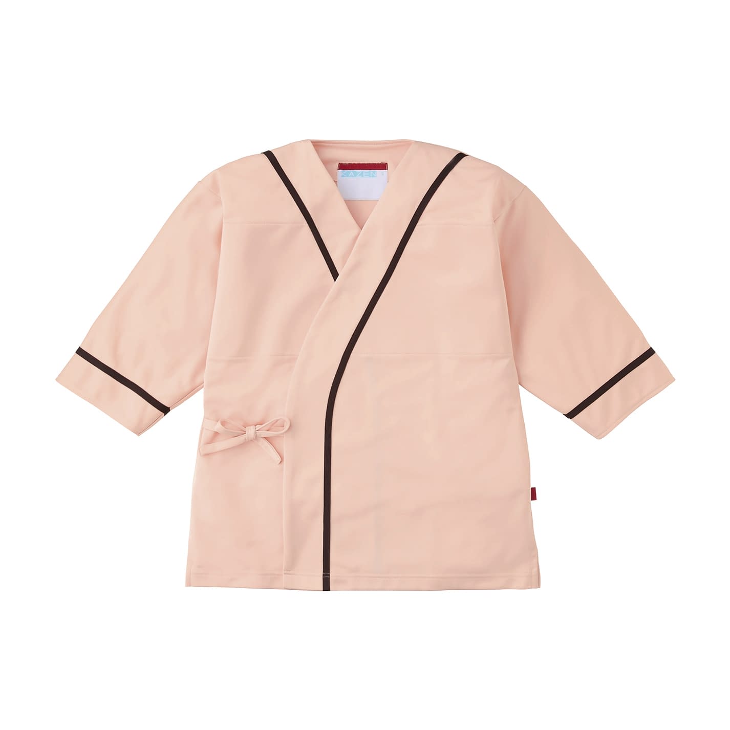 ニット検診衣・甚平型 24-9863-0004 LL KAZEN 300-43(サーモンXブラウン)