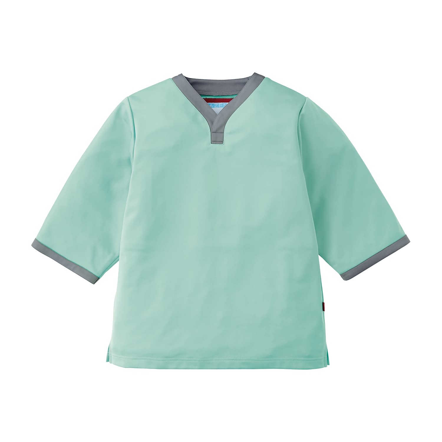 ニット検診衣上衣 24-9864-0101 S KAZEN 301-42(ミントXグレー)