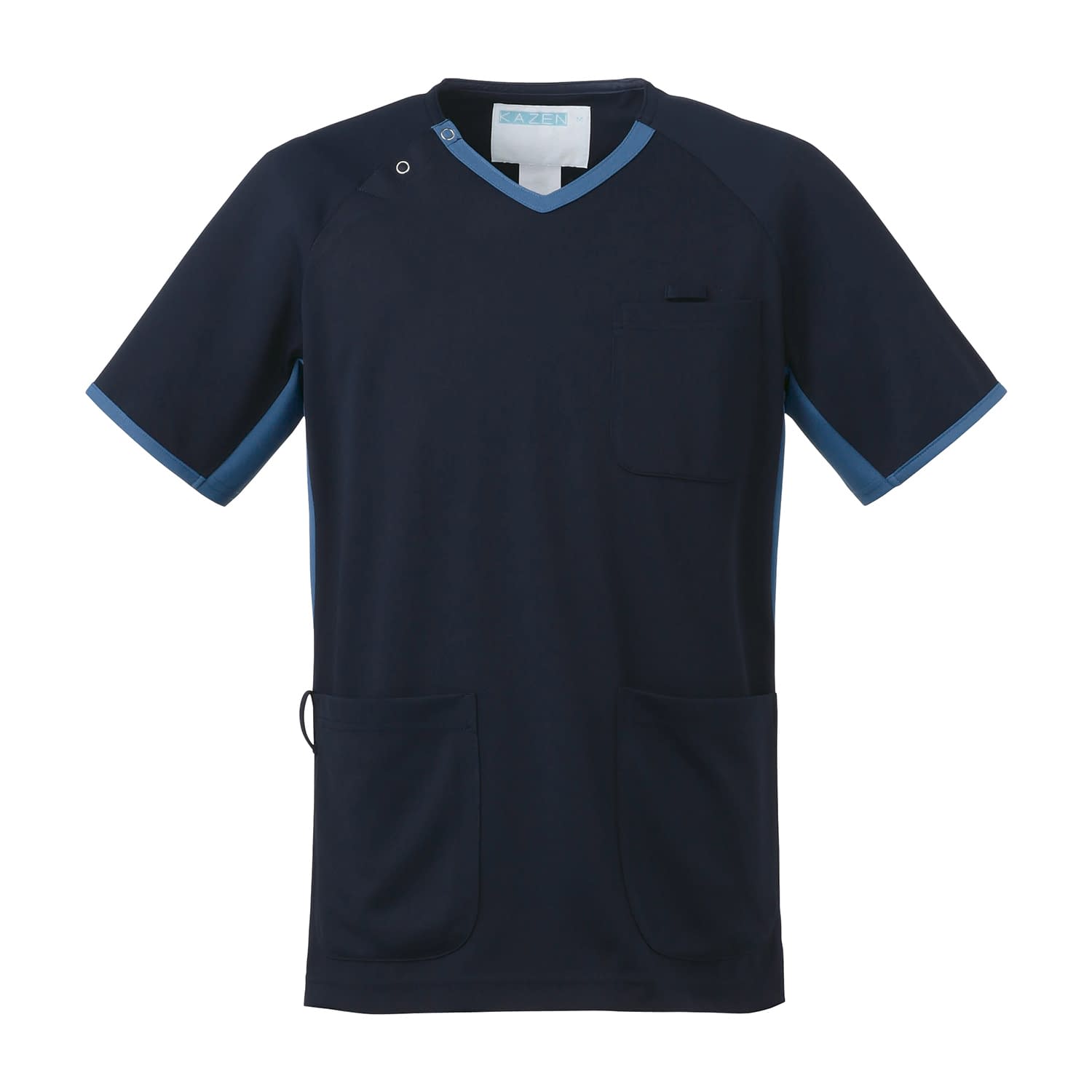 スクラブ(男女兼用) 25-2422-0007 4L KAZEN 983-11(ネイビーXブルー)