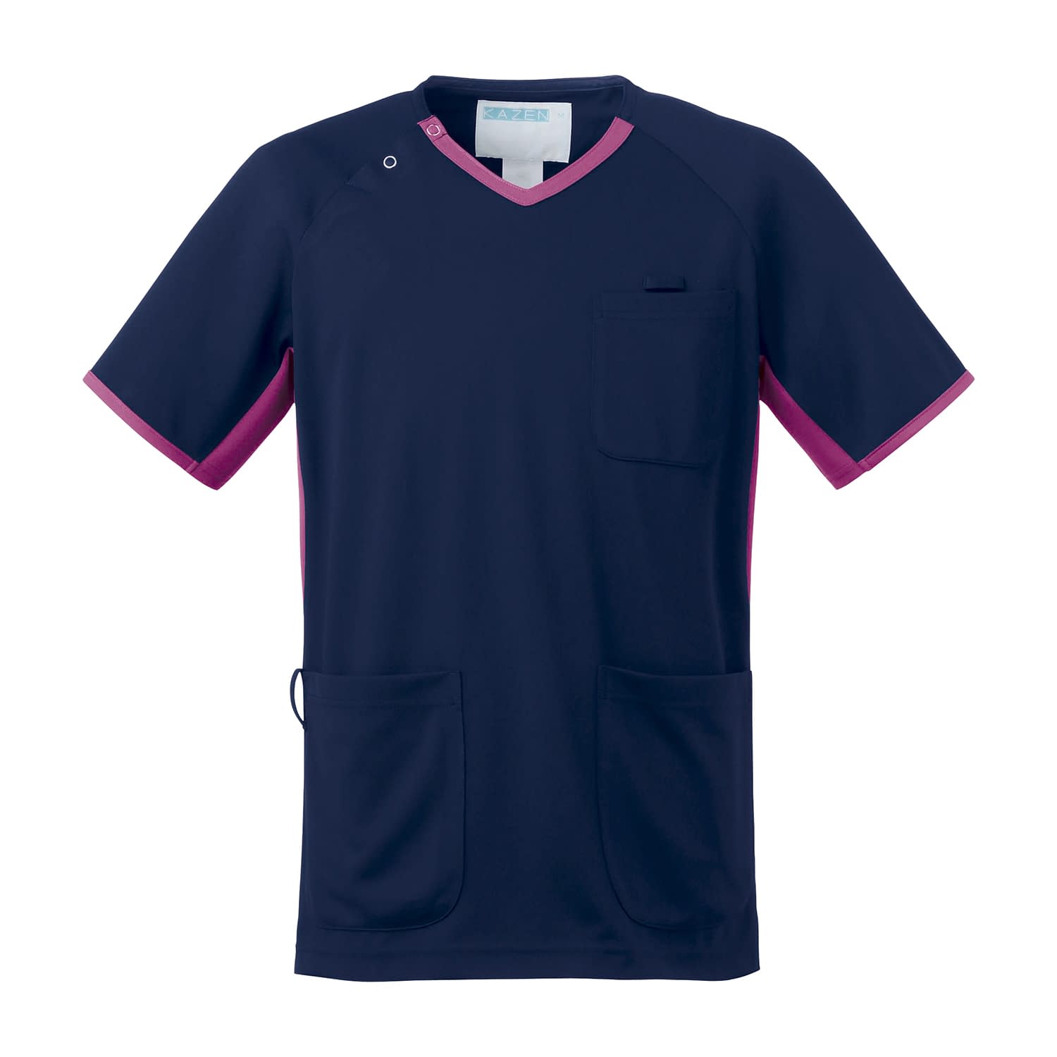 スクラブ(男女兼用) 25-2422-0506 3L KAZEN 983-15(ネイビーXプラム)