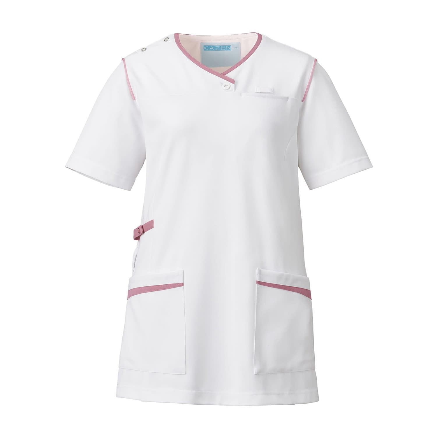レディススクラブ 24-8122-0005 3L KAZEN 992-13(ホワイトXピンク)