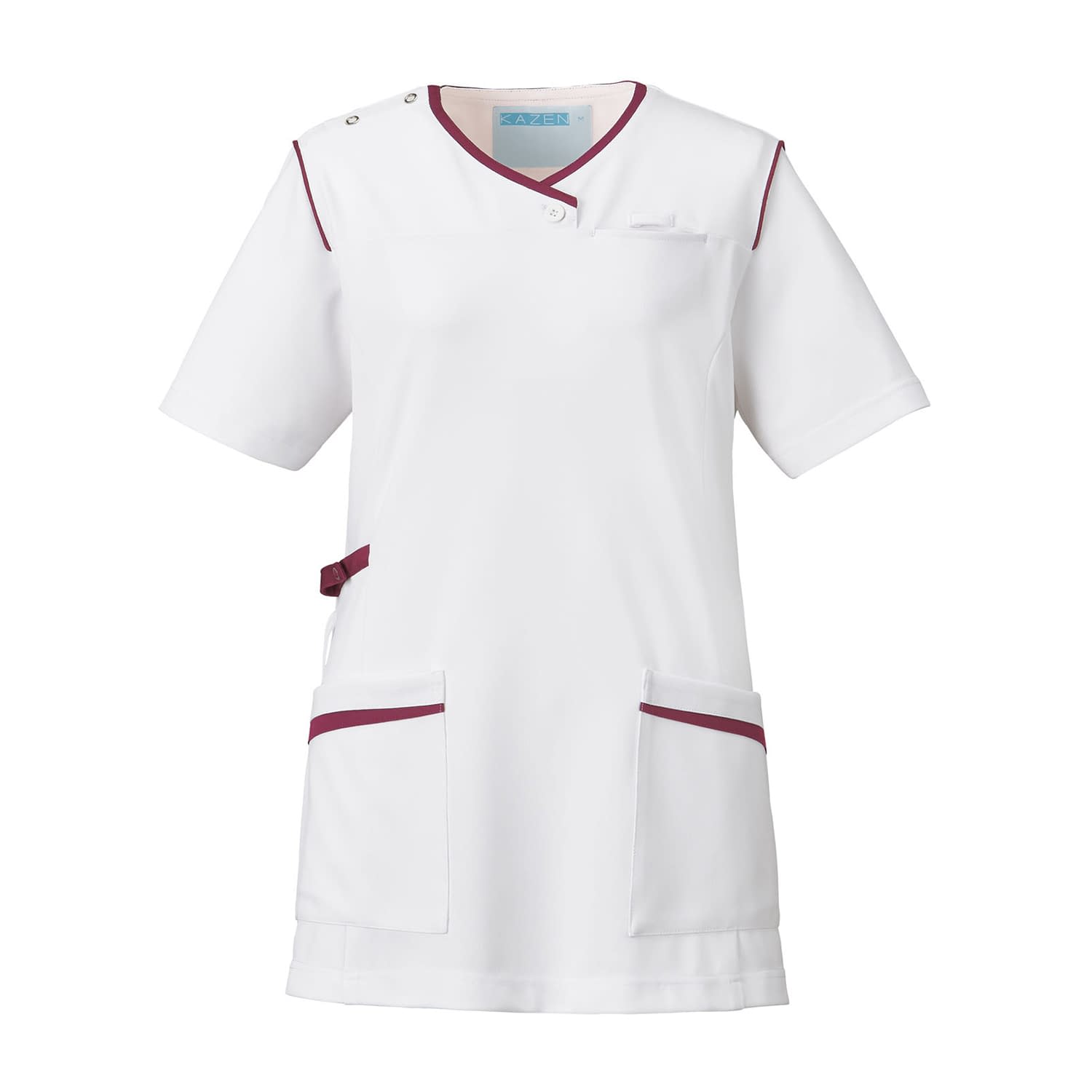 レディススクラブ 24-8122-0205 3L KAZEN 992-15(ホワイトXプラム)