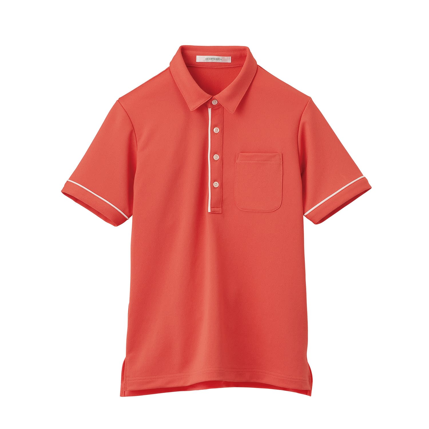 半袖ポロシャツ(男女兼用) 介護ユニフォーム 24-8151-0501 SS HEART GREEN HSP003-29(コーラルピンク)