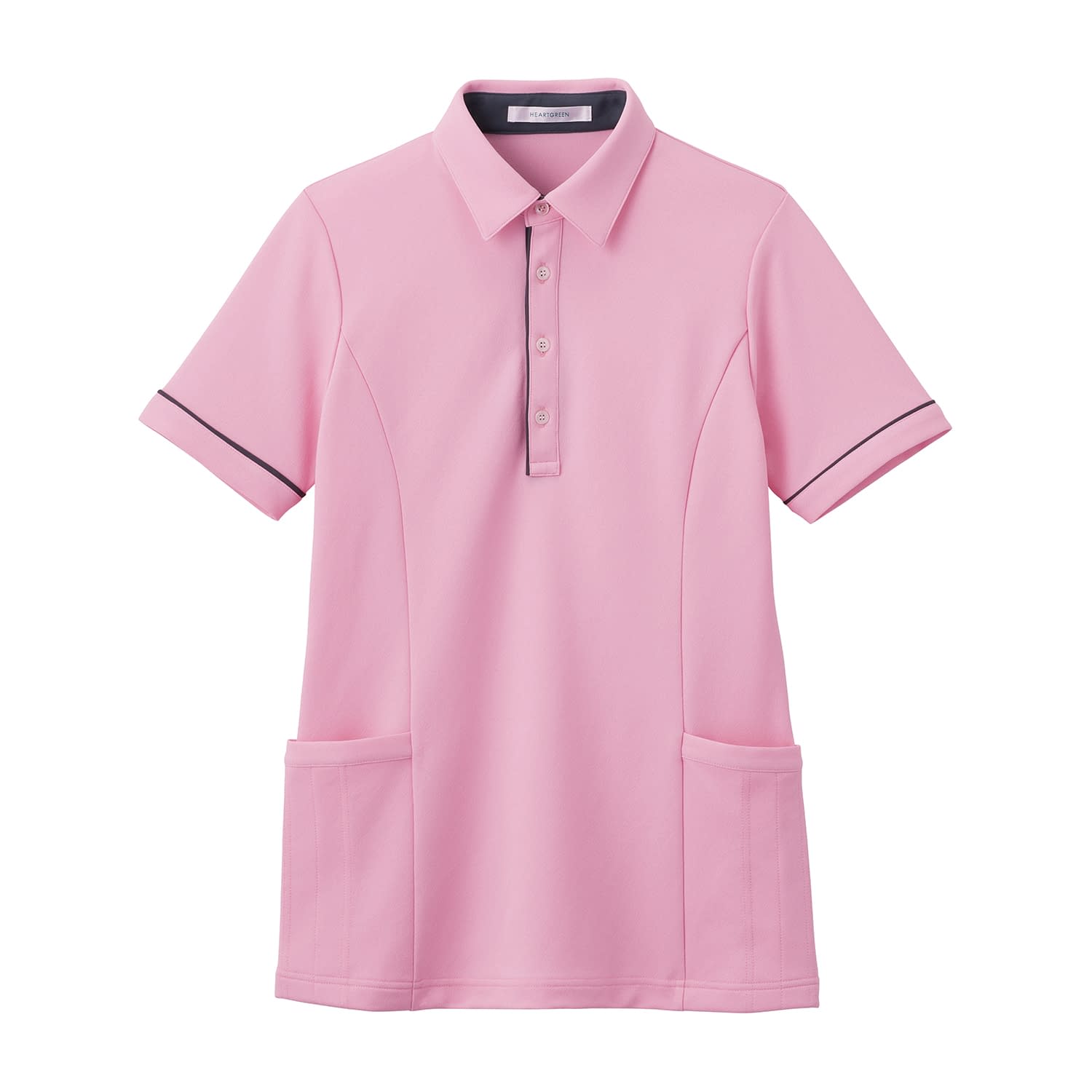 半袖ロングポロシャツ(男女兼用) ケアウェア 25-2429-0305 LL HEART GREEN HSP004-9(ブロッサムピンク)