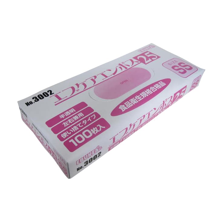 エブケアエンボス25(箱入)半透明 箱入 24-9525-0001 SS エブノ 3002(100マイイリ)