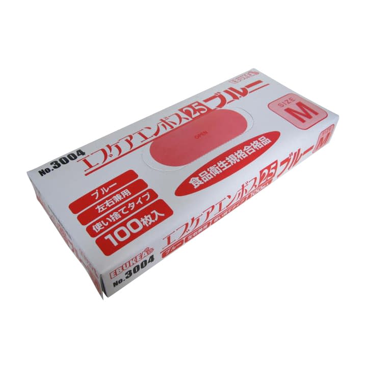 エブケアエンボス25(箱入)ブルー 箱入 24-9527-0003 M エブノ 3004(100マイイリ)