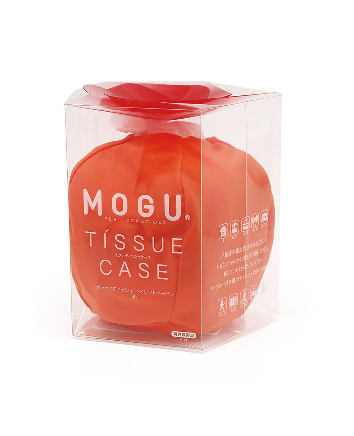 ティッシュケース(クリアケース) MOGU レッド｜マツヨシ【松吉医科器械