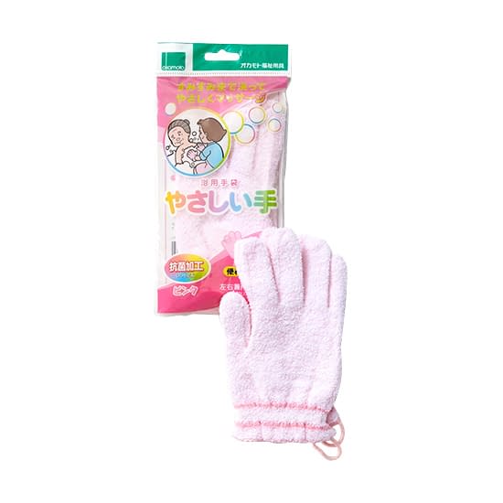 オカモト 浴用手袋やさしい手 06-2580-00 オカモトの福祉用具 1160A (ピンク)