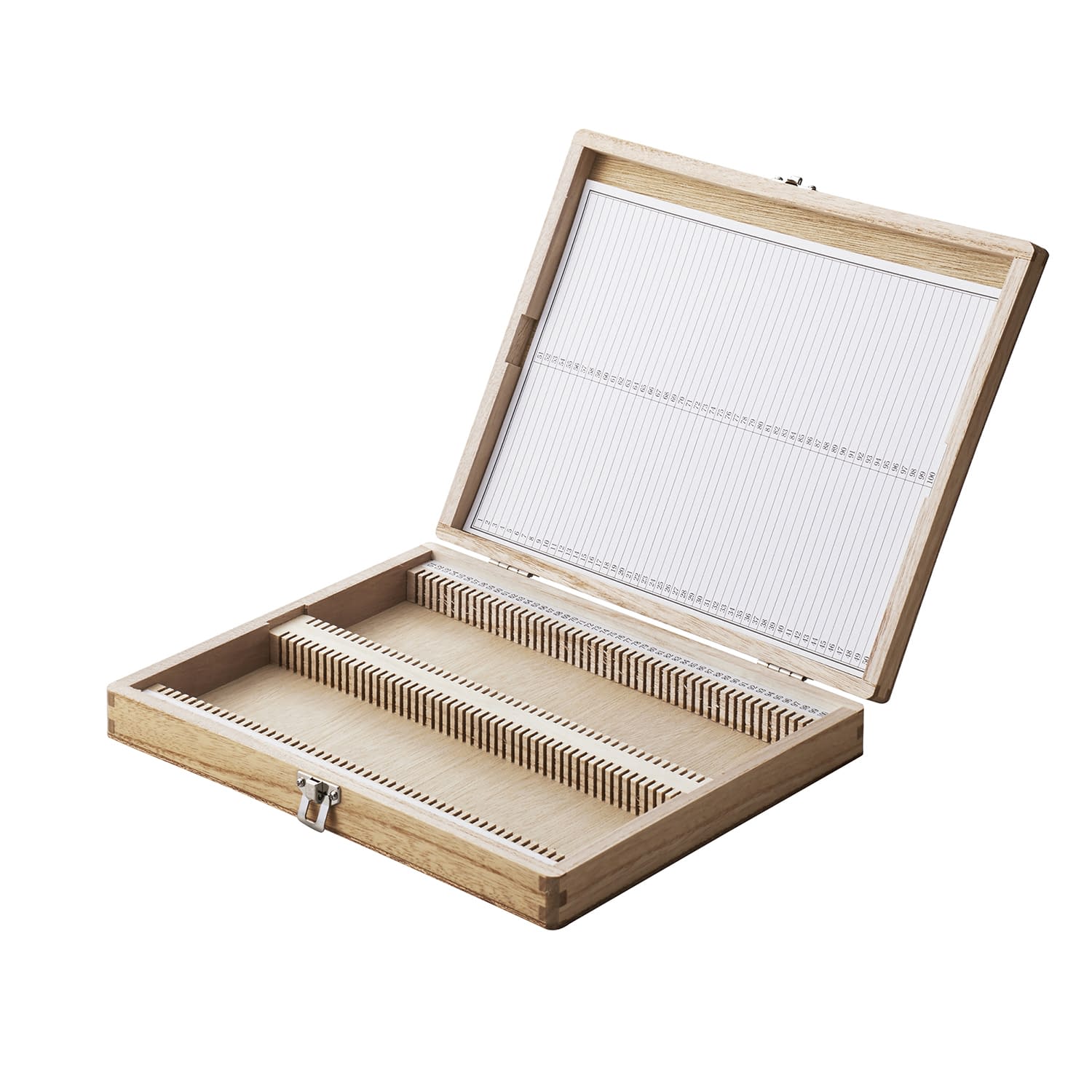 木製プレパラートボックス(普及品) 100枚用 10-2675-04 松吉医科器械 100マイヨウ(255X203X38)