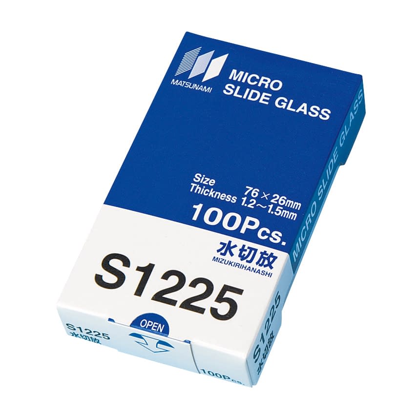 スライドグラス 水切放(t1.3) 24-9019-00 松浪硝子工業 S012250(100マイ)