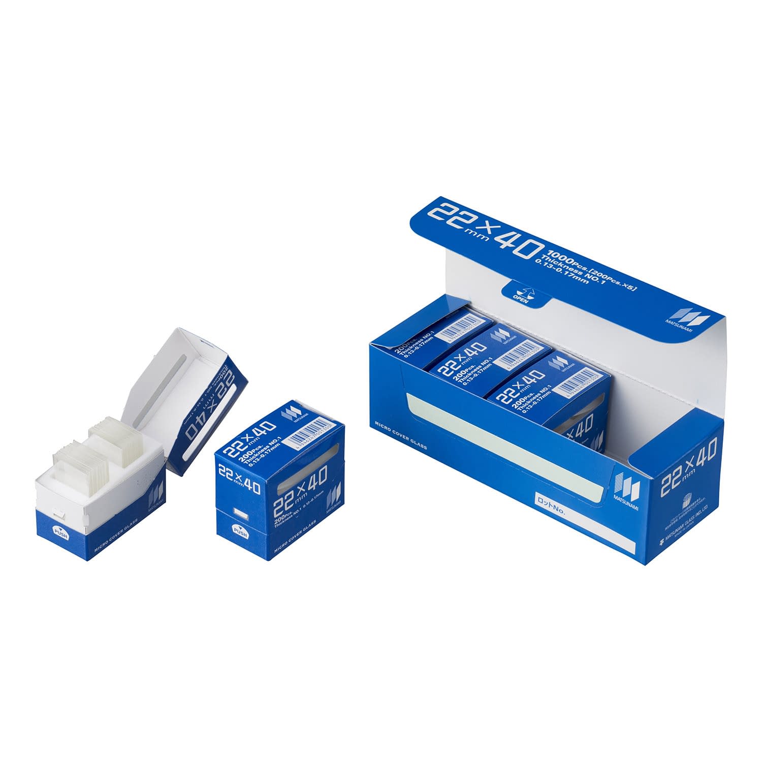 角カバーグラス No．1(22X40 23-5025-09 松浪硝子工業 C022401(200マイX5ハコ)