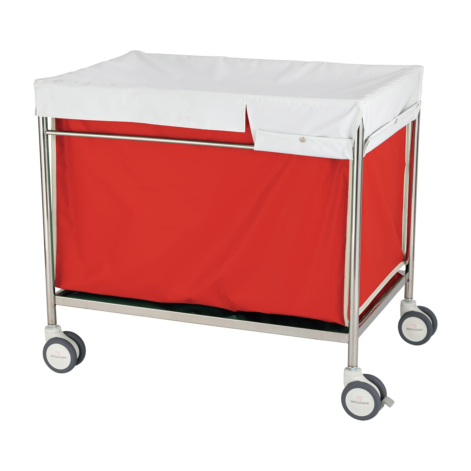 マツヨシ 蓋付きランドリーカートL L 25-5578-0001 レッド MATSUYOSHI MY-WC04L(886X586X805