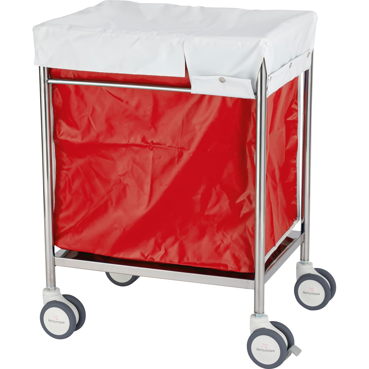 マツヨシ 蓋付きランドリーカートS S 25-5578-0101 レッド MATSUYOSHI MY-WC04S(586X436X805