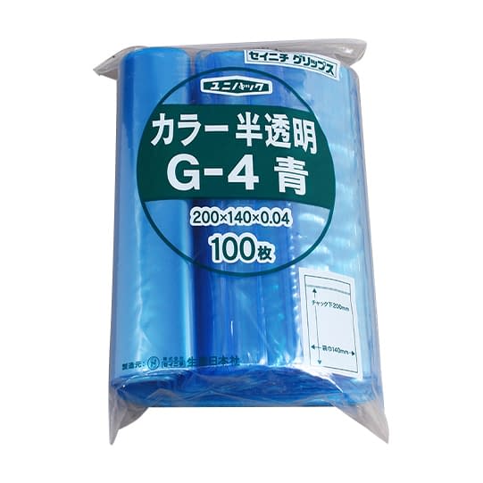 ユニパック カラー半透明 19-7360-0602 青 セイニチ G-4(100マイイリ)