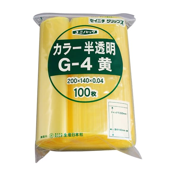 ユニパック カラー半透明 19-7360-0603 黄 セイニチ G-4(100マイイリ)