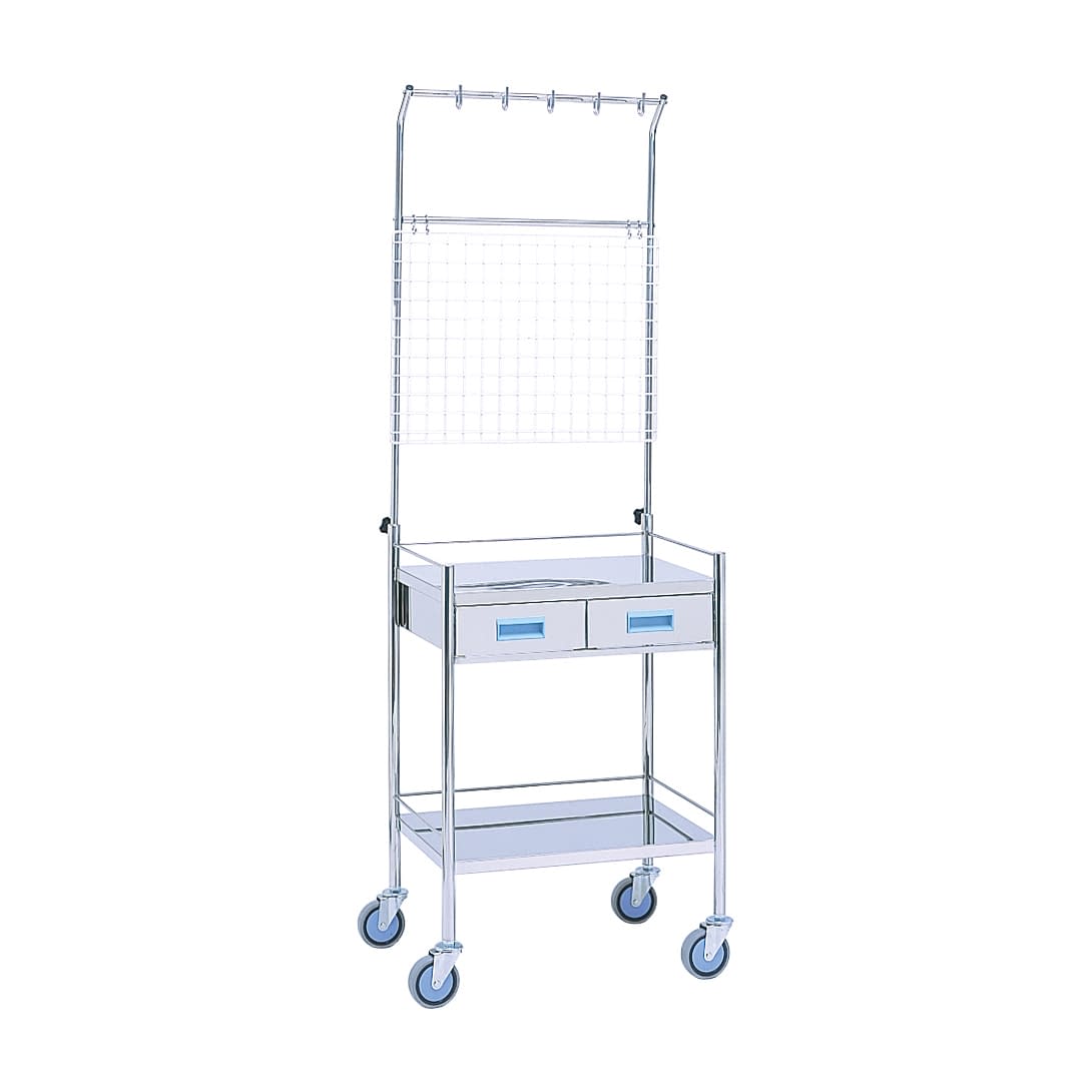 マツヨシ カラー点滴処置台引出付二段 作業台(混注用) 20-3520-00 MATSUYOSHI MY-1070B(ブルー)