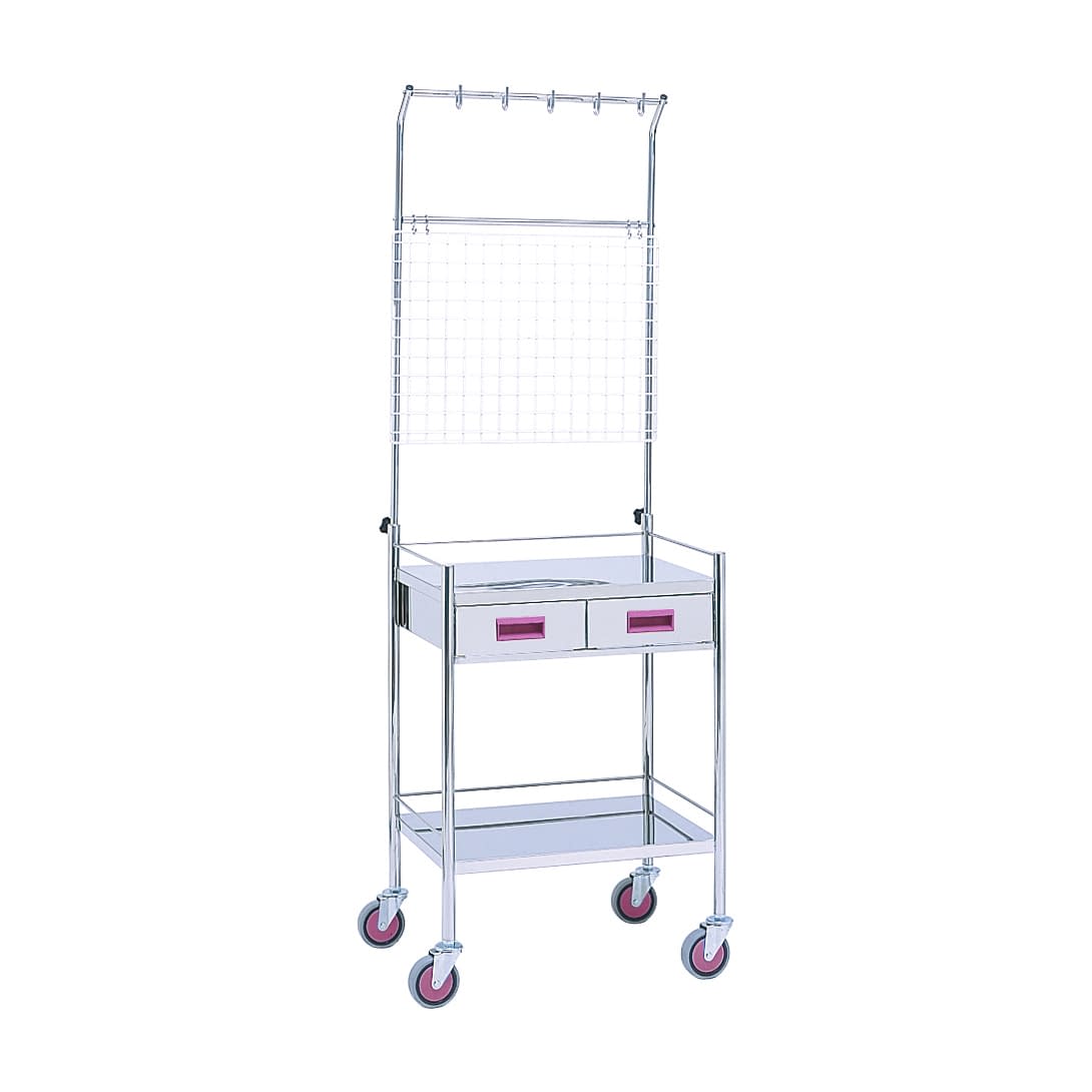 マツヨシ カラー点滴処置台引出付二段 作業台(混注用) 20-3520-01 MATSUYOSHI MY-1070P(ピンク)