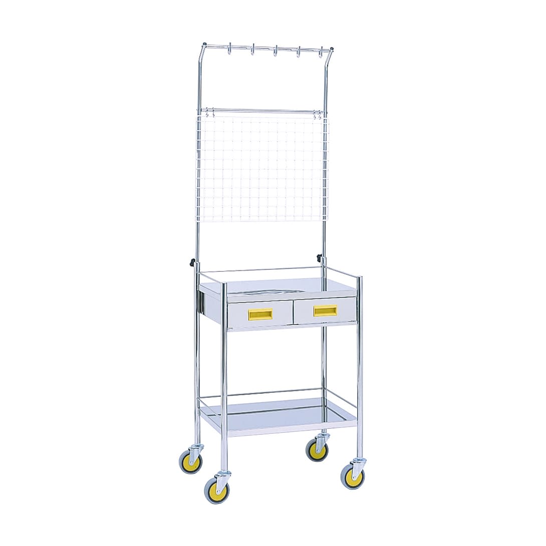 マツヨシ カラー点滴処置台引出付二段 作業台(混注用) 20-3520-02 MATSUYOSHI MY-1070Y(イエロー)