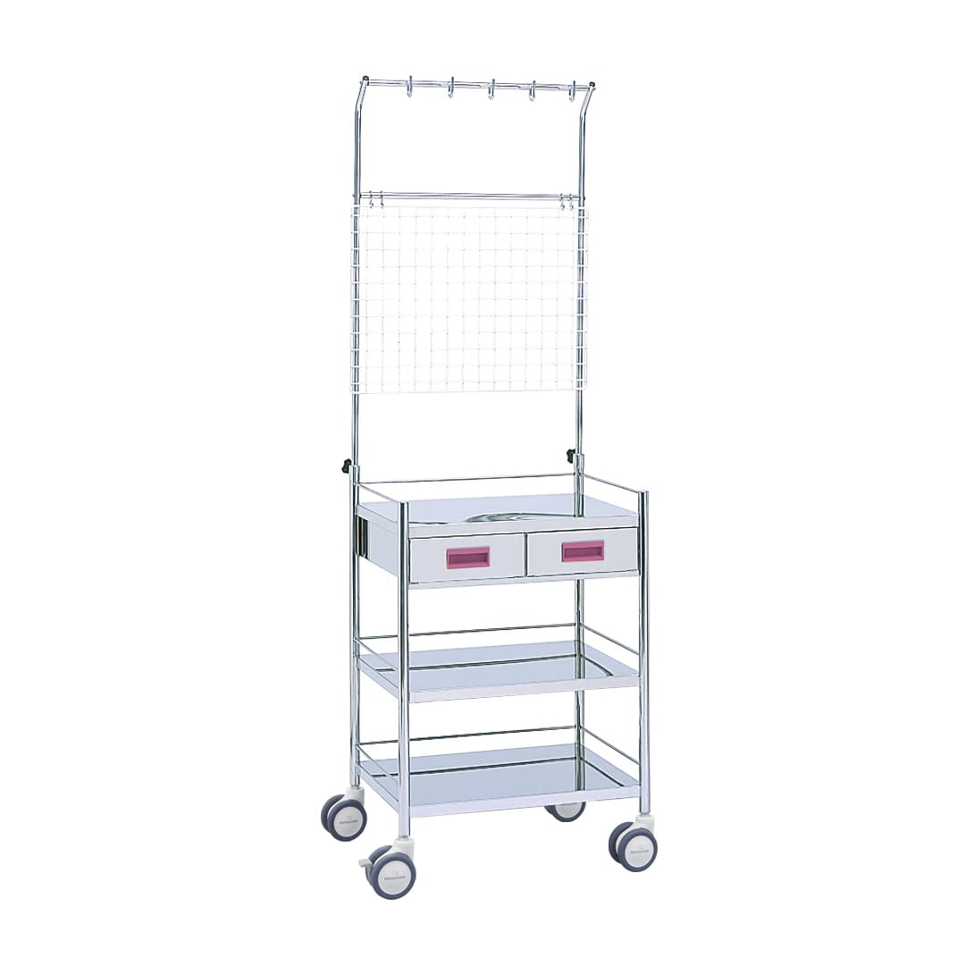 マツヨシ カラー点滴処置台引出付三段 作業台(混注用) 20-3525-01 MATSUYOSHI MY-1071P(ピンク)