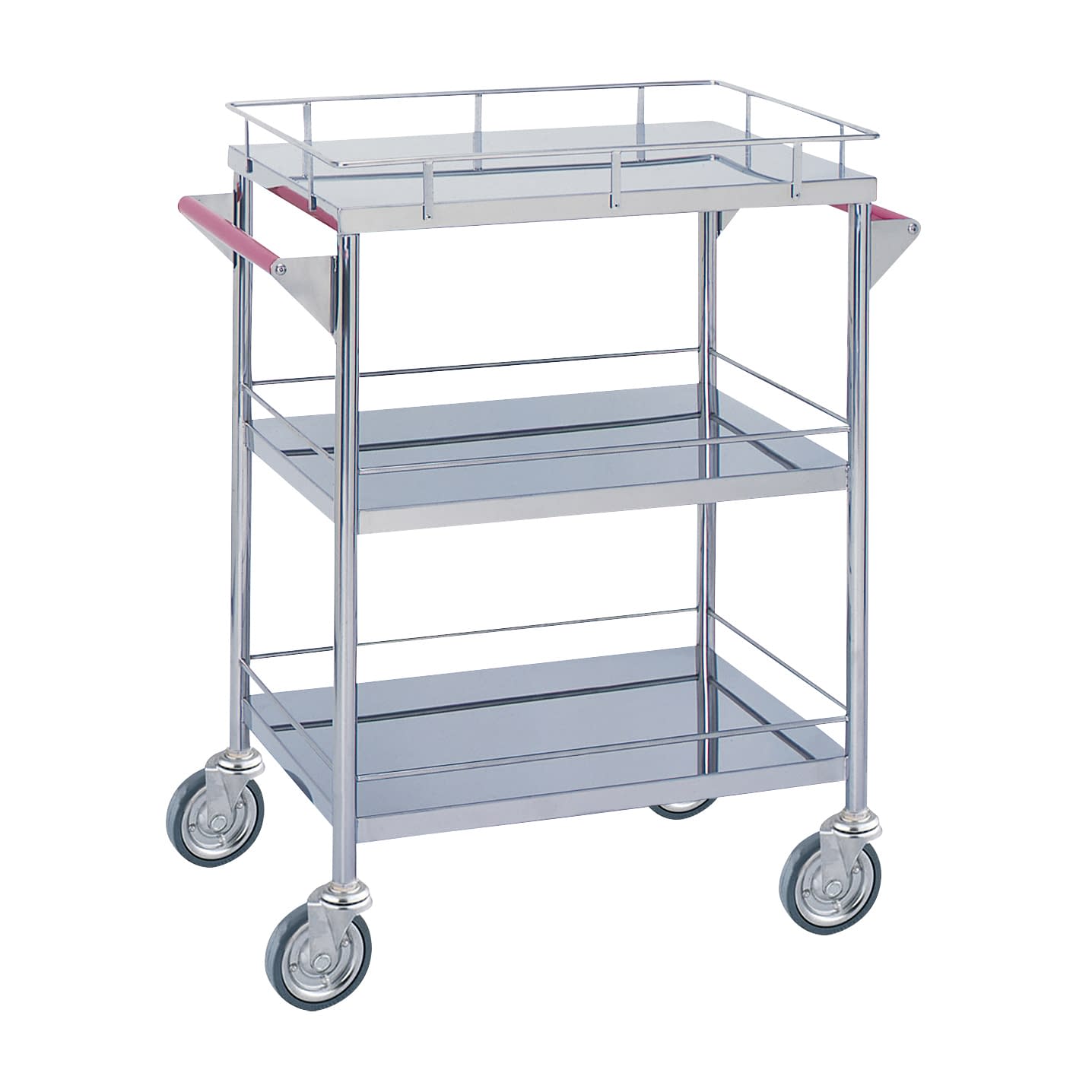 マツヨシ カラー回診車 三段 カート(回診車) 20-4003-01 MATSUYOSHI MY-1102P(ピンク)W600MM