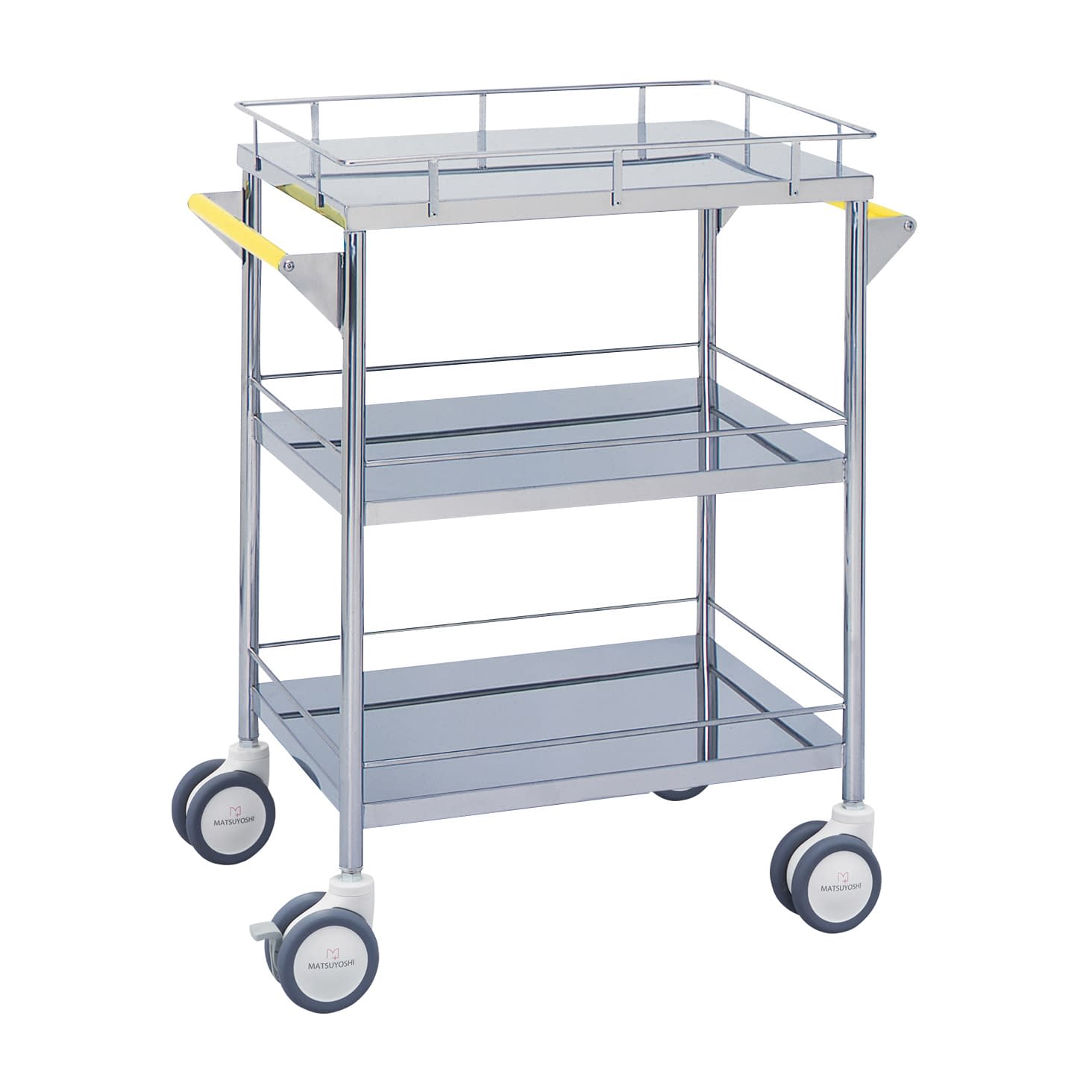 マツヨシ カラー回診車 三段 カート(回診車) 20-4003-02 MATSUYOSHI MY-1102Y(イエロー)W600MM