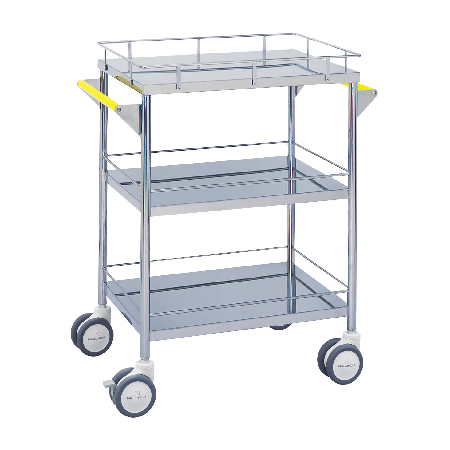 マツヨシ カラー回診車 三段 カート(回診車) 20-4003-06 MATSUYOSHI MY-1103Y(イエロー)W750MM