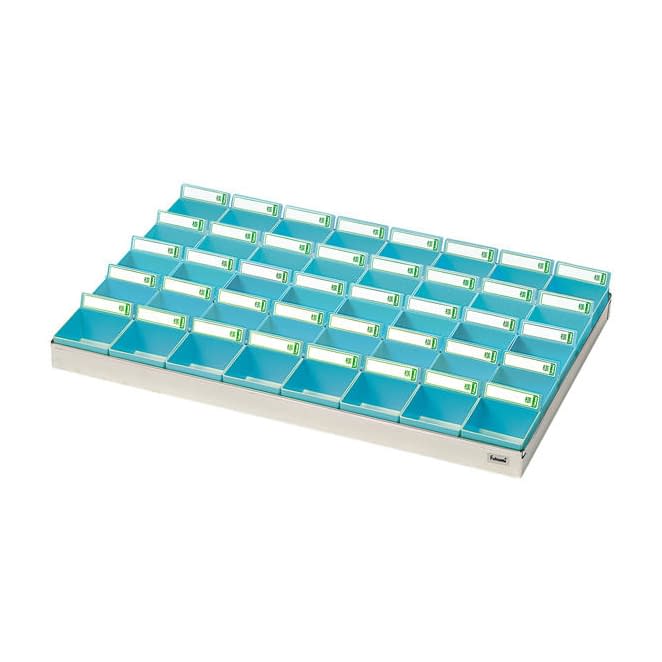 投薬トレー(40人用) 散薬トレー 19-7675-03 Fukumi ST-40B(ステン/ブルー)