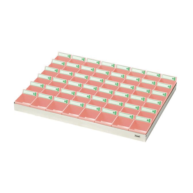 投薬トレー(48人用) 与薬トレー 19-7685-02 Fukumi ST-48P(ステン/ピンク)