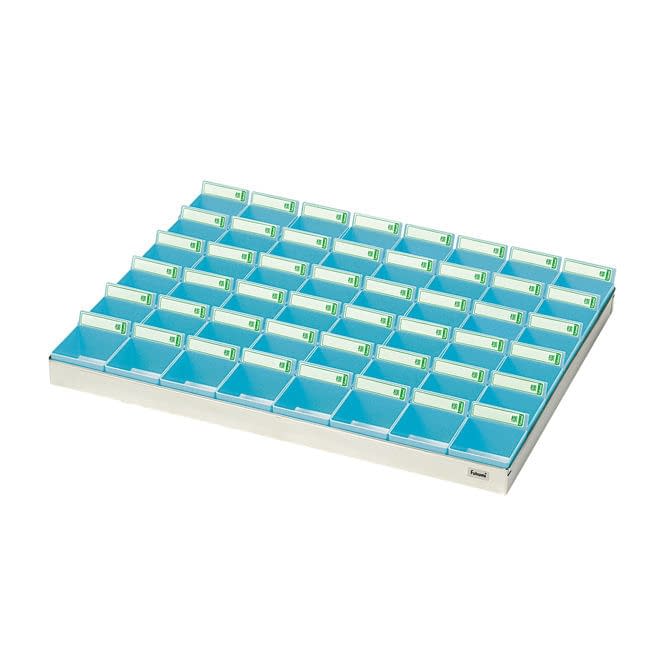 投薬トレー(48人用) 与薬トレー 19-7685-03 Fukumi ST-48B(ステン/ブルー)