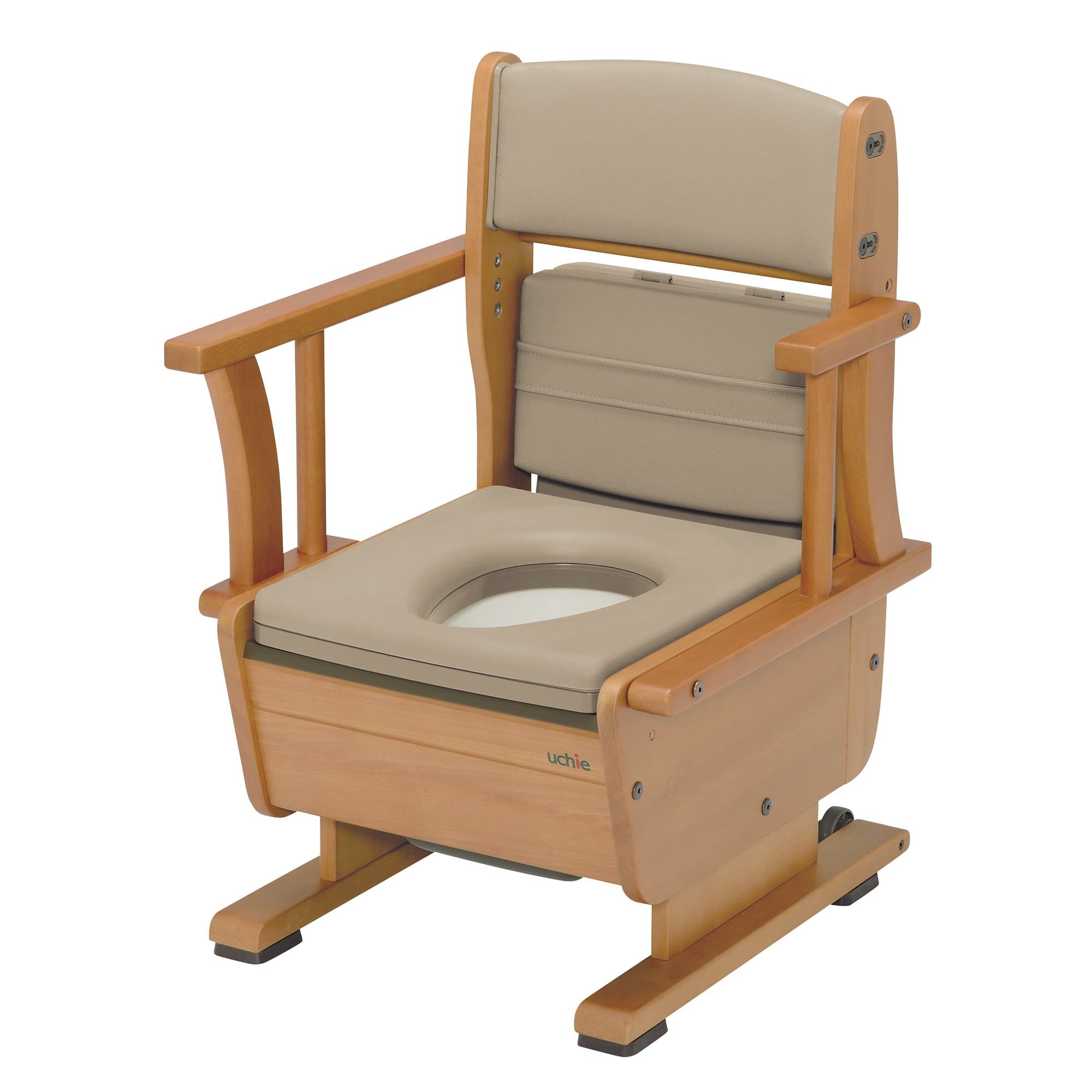 さわやかチェアPT(肘掛自在) 肘掛け自在 ポータブルトイレ(樹脂製) 23-2964-00 ウチヱ 8220