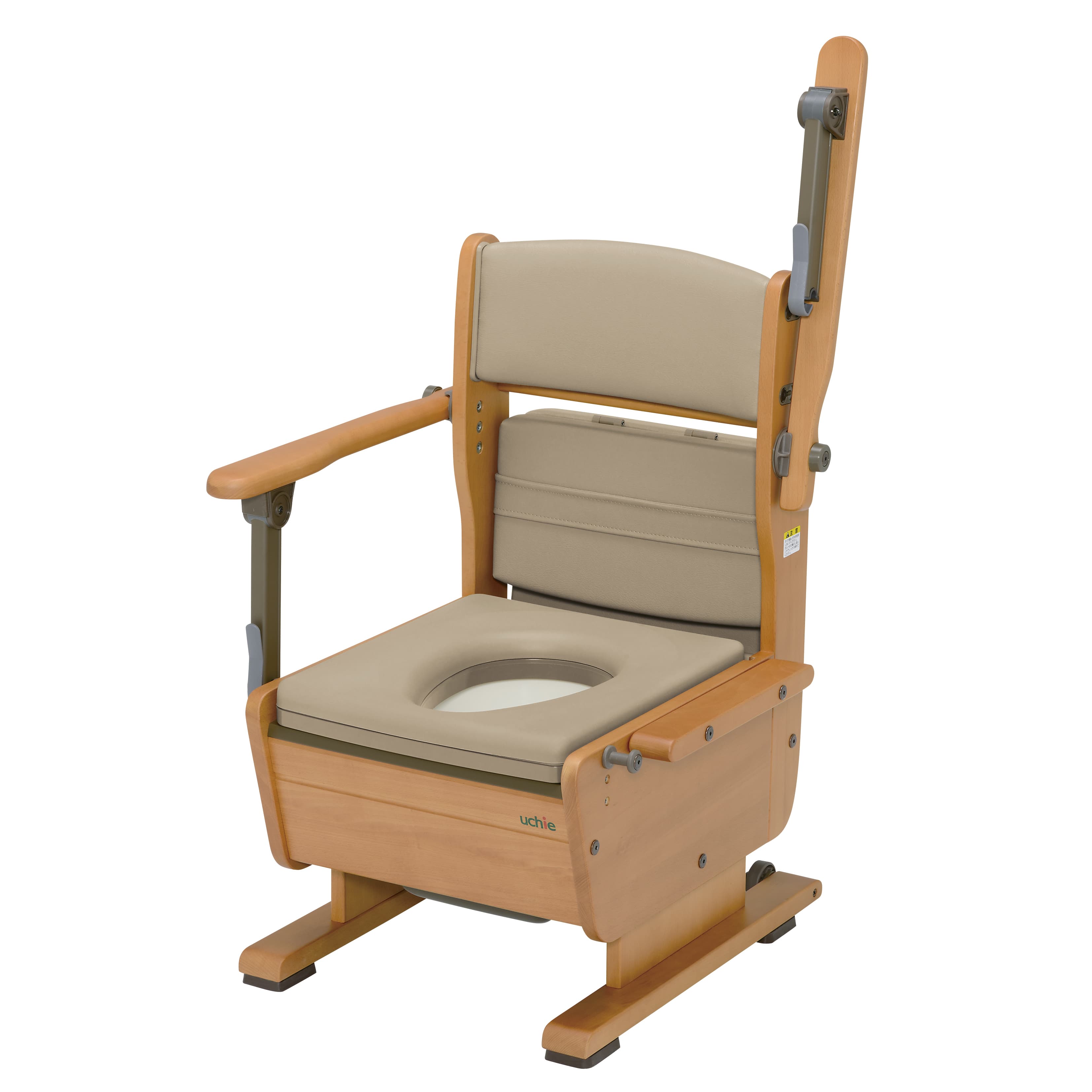 さわやかチェアPT(肘掛はね上げ) 肘掛けはね上げ ポータブルトイレ(樹脂製) 23-2964-01 ウチヱ 8221