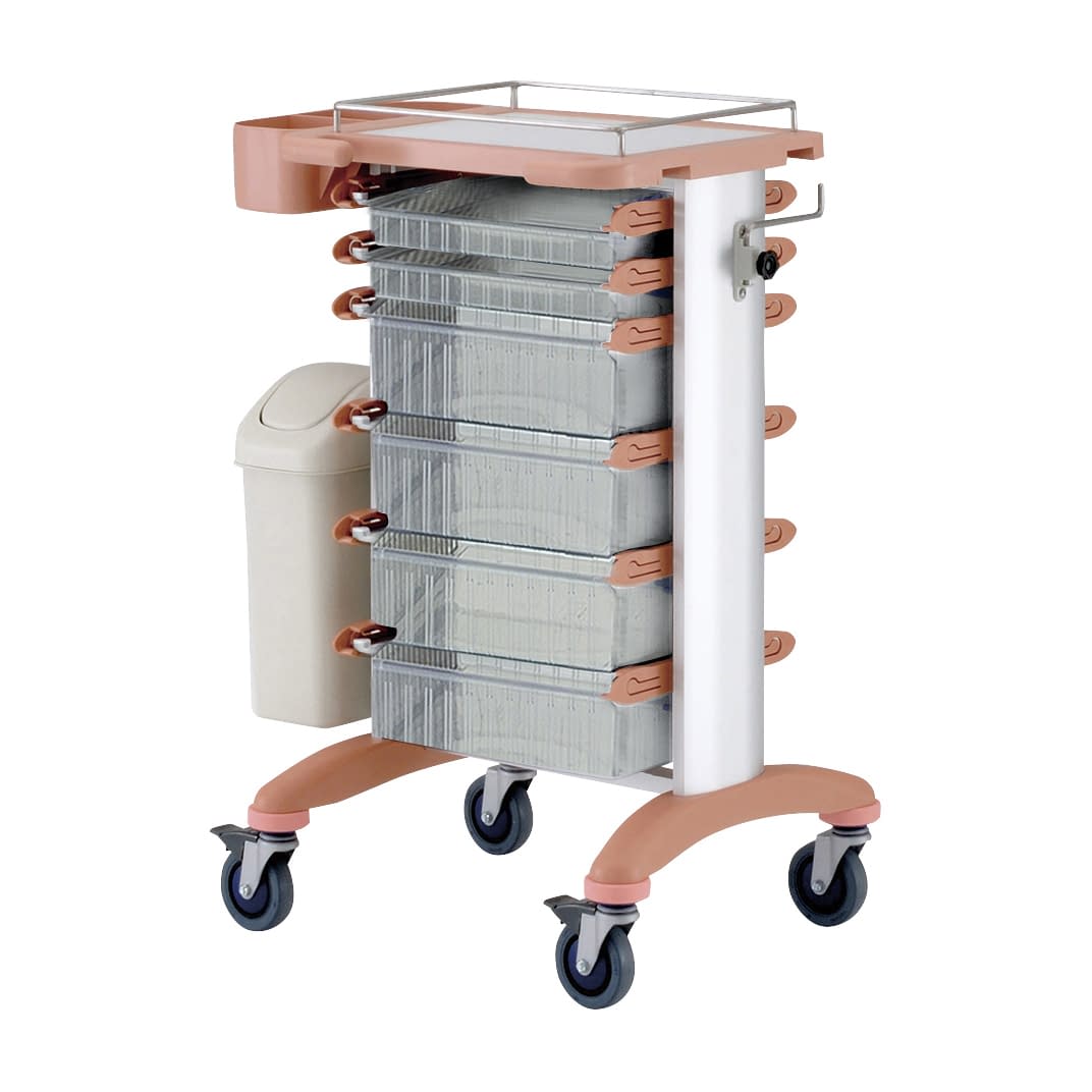 処置・包交カート 23-3411-0103 透明 サカセ化学工業 C43C-H01(コーラルピンク)