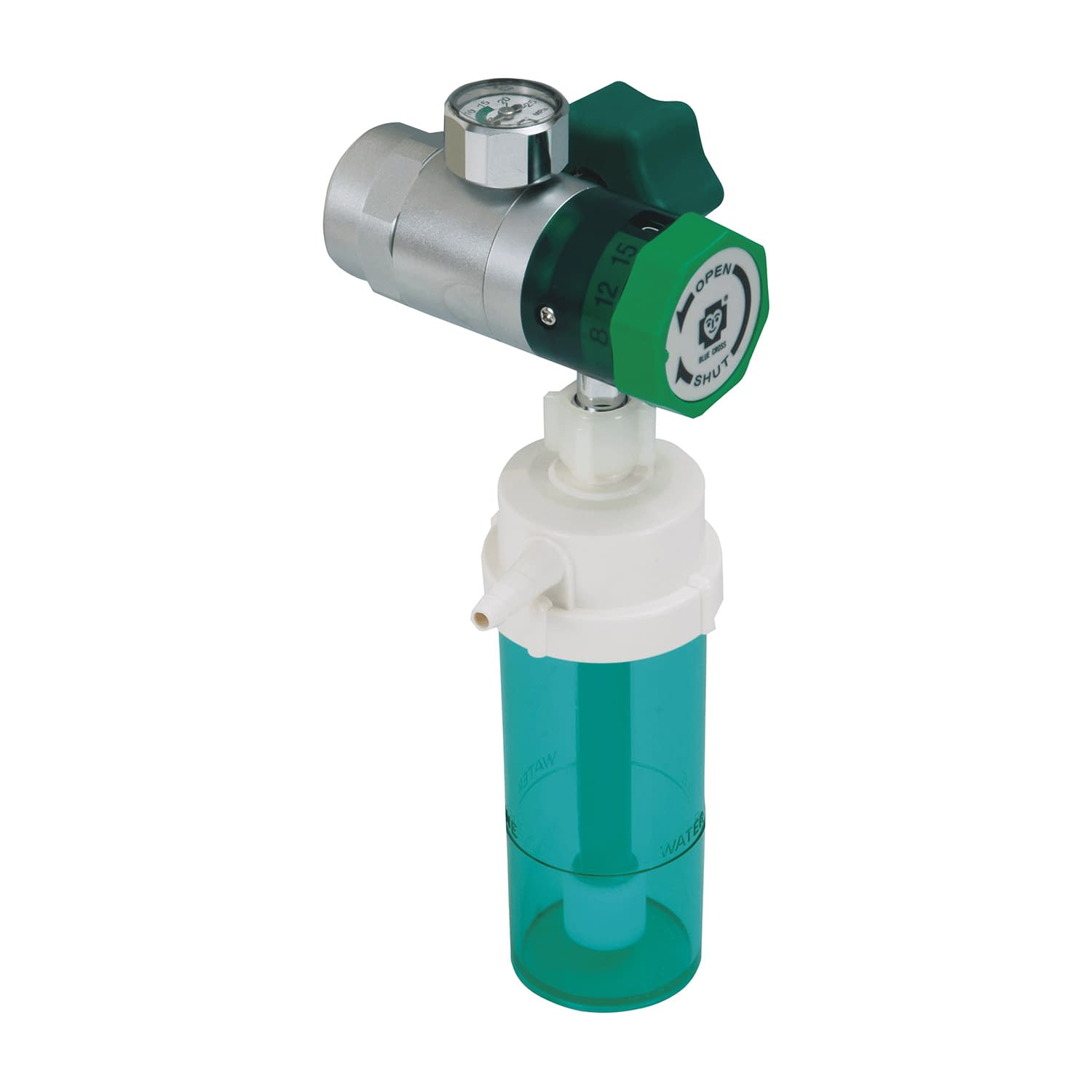 エマジンダイヤル式減圧弁(JIS型) JIS型/湿潤器(加湿瓶)付 23-3632-00 ブルークロス・エマージェンシー D-15H(シツジュンキツキ)