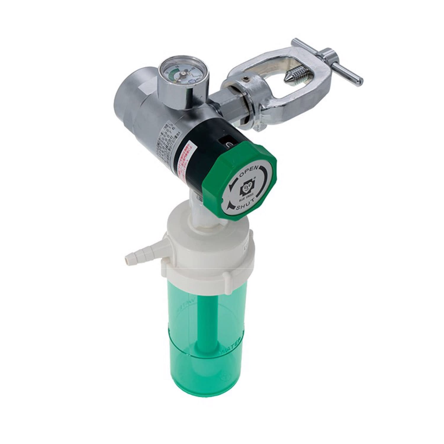 エマジンダイヤル式減圧弁(YOKE型 YOKE型/湿潤器(加湿瓶)付 23-3632-02 ブルークロス・エマージェンシー D-Y15H(シツジュンキツキ)