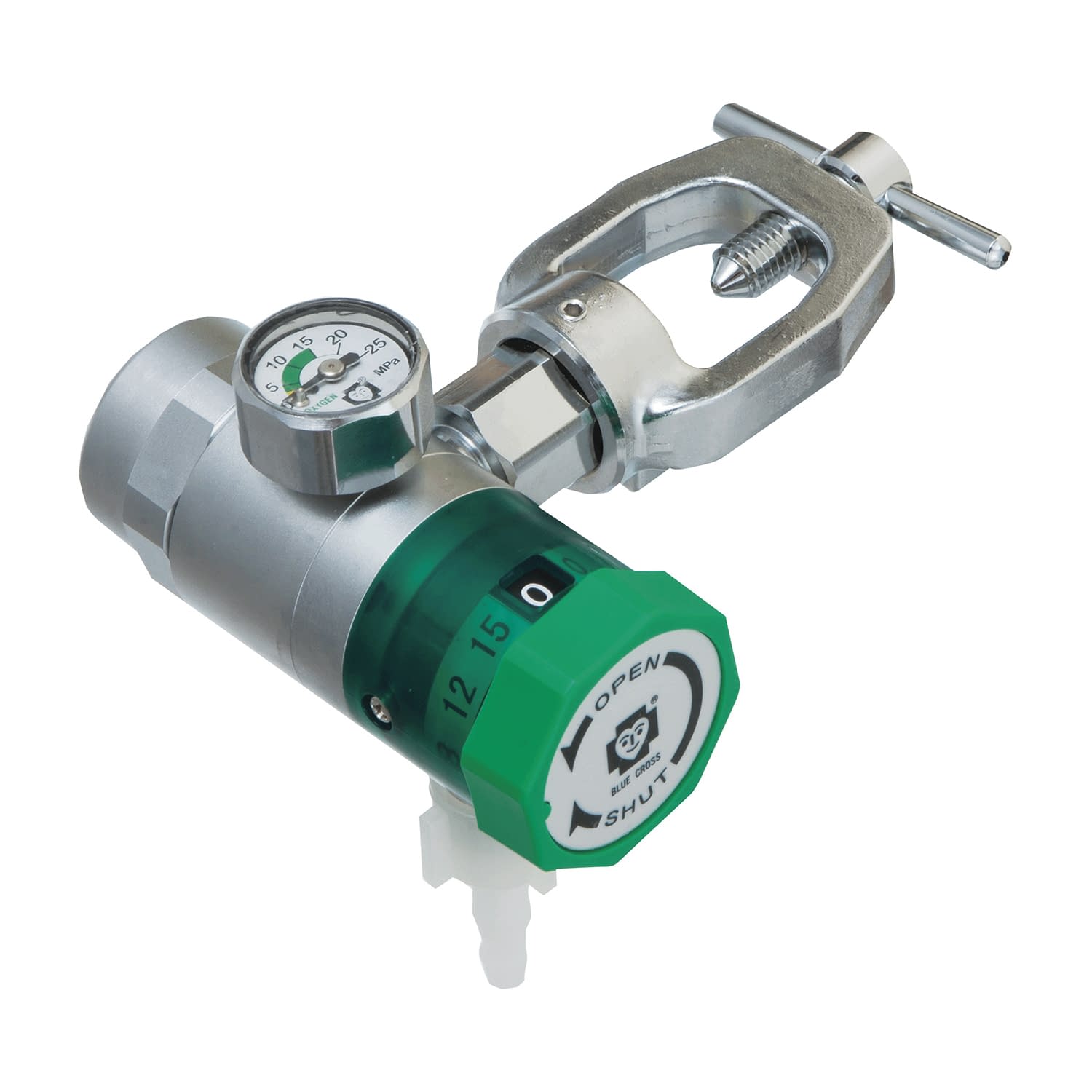 エマジンダイヤル式減圧弁(YOKE型 YOKE型/プラホースコネクター付 23-3632-03 ブルークロス・エマージェンシー D-Y15(プラホースコネクターツキ)