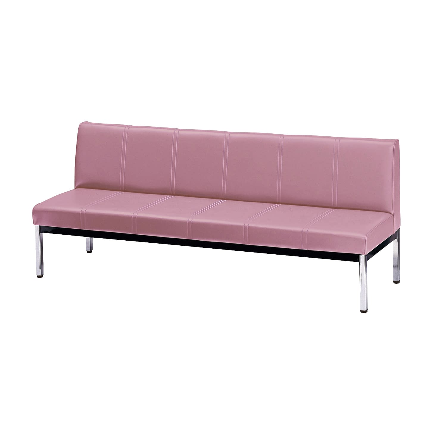 長イス(背付) 23-2072-0005 コーラルピンク ニシキ工業 IB-18A(1800X580X725)