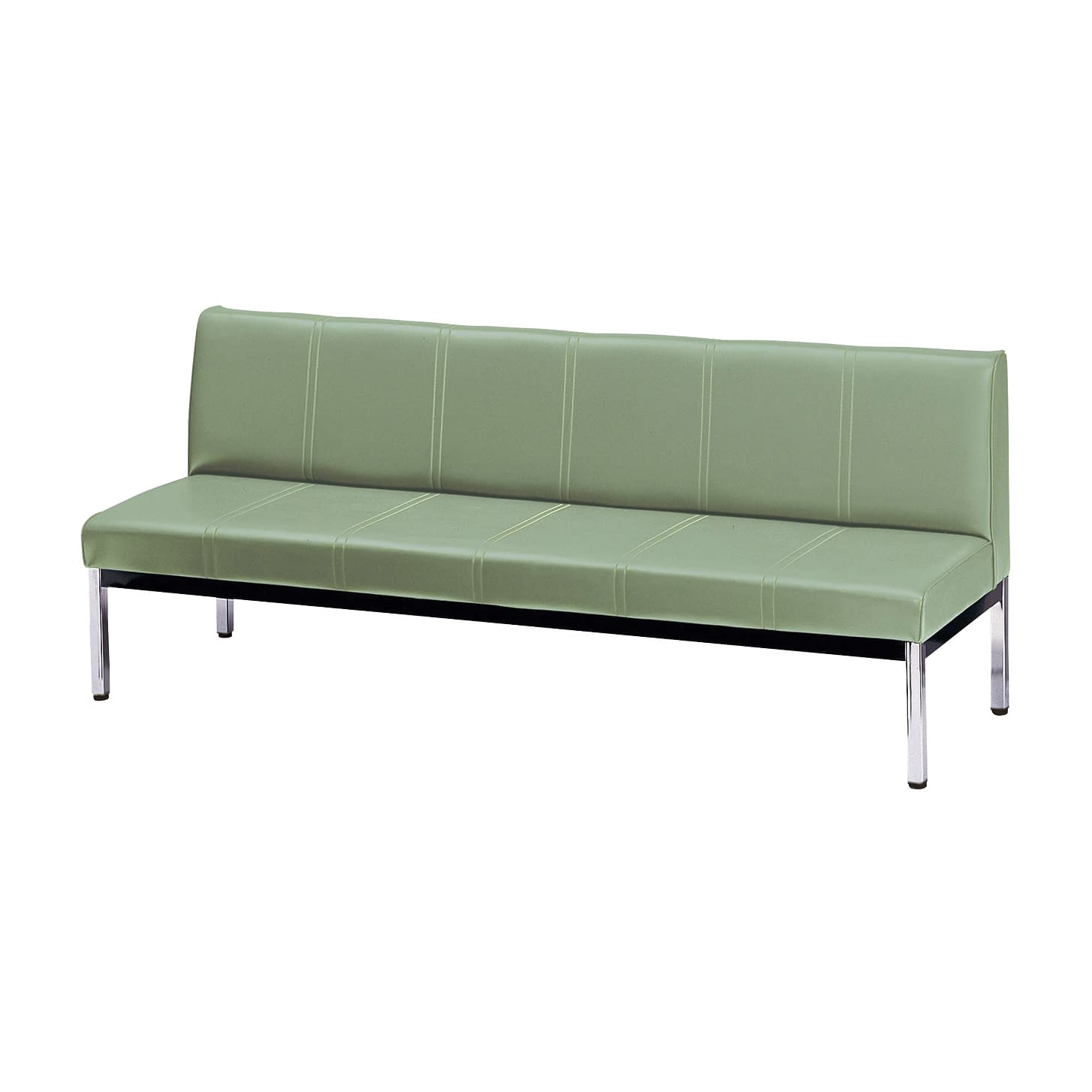 長イス(背付) 23-2072-0011 カーキグリーン ニシキ工業 IB-18A(1800X580X725)