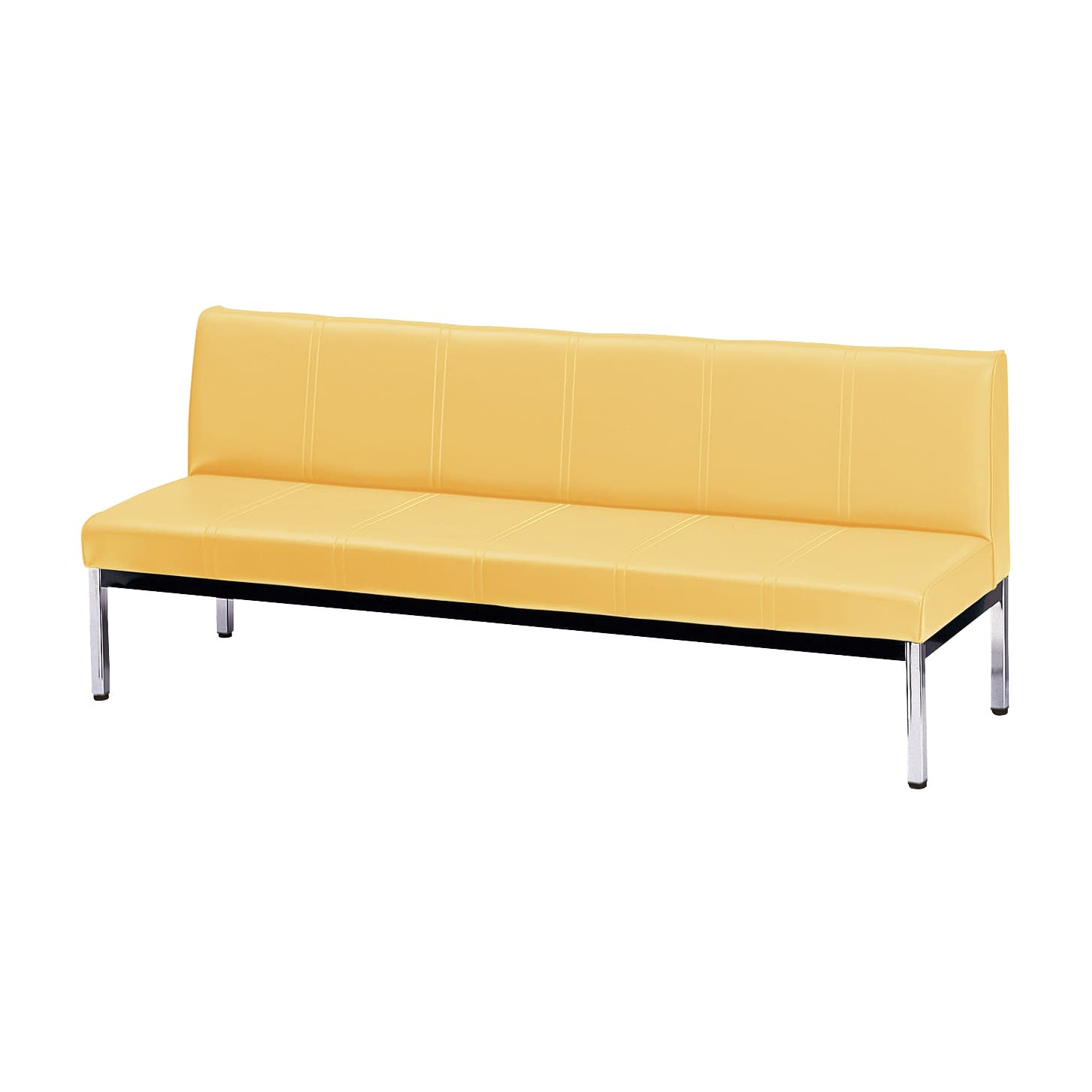 長イス(背付) 23-2072-0013 マスタードイエロー ニシキ工業 IB-18A(1800X580X725)