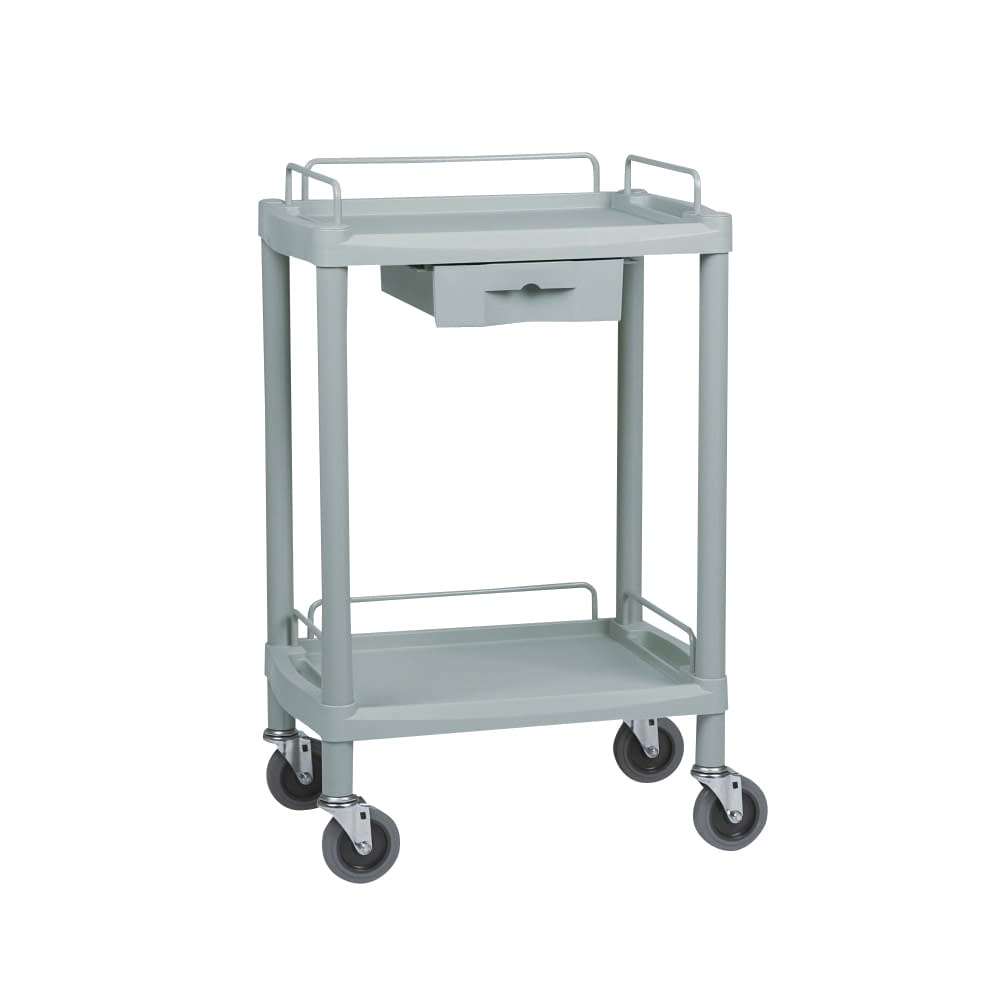 クラシックカート二段・引出付(組立式 カート(樹脂製) 23-5302-00 Matsuyoshi Y-101G(グレー)