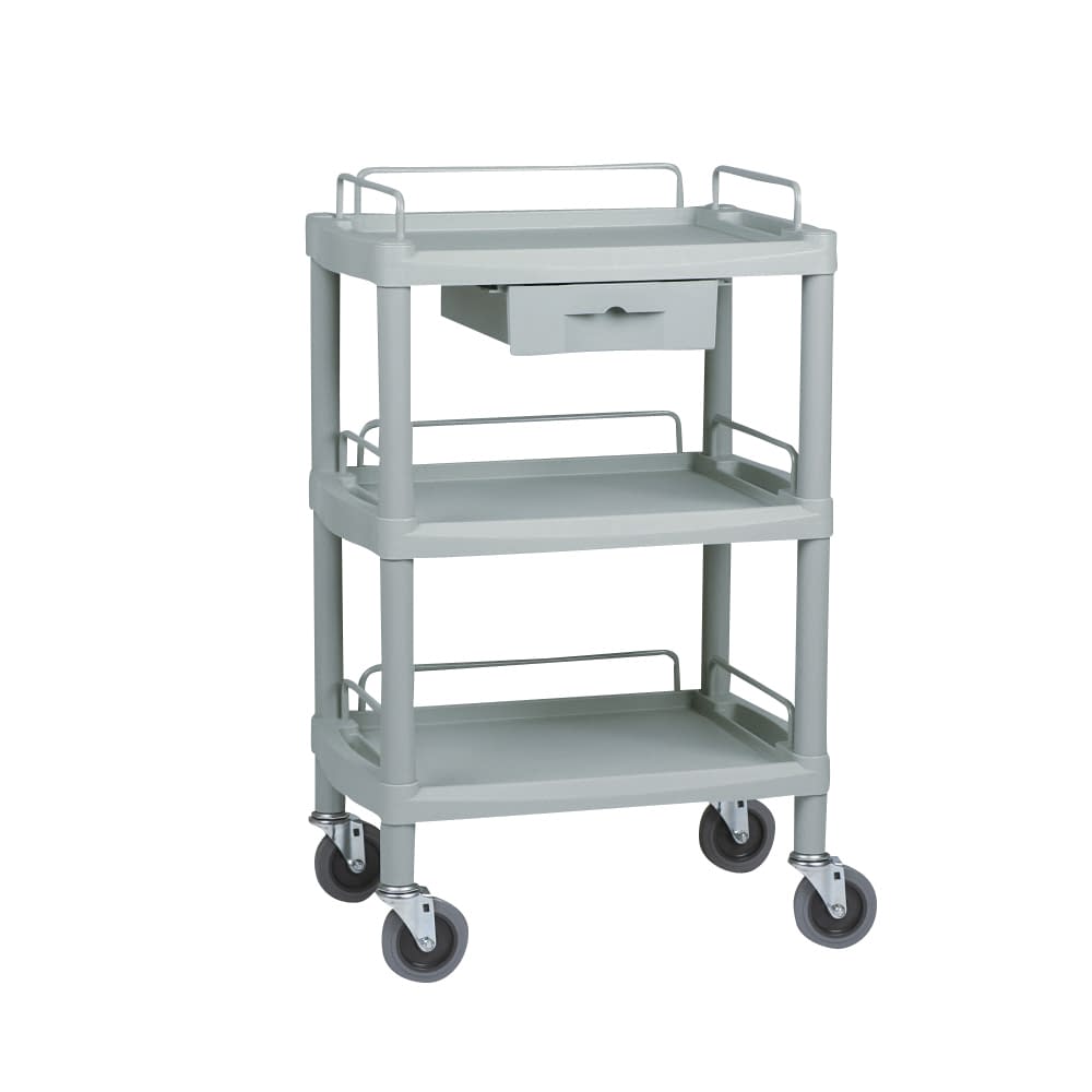 クラシックカート三段・引出付(組立式 カート(樹脂製) 23-5303-00 Matsuyoshi Y-101H(グレー)