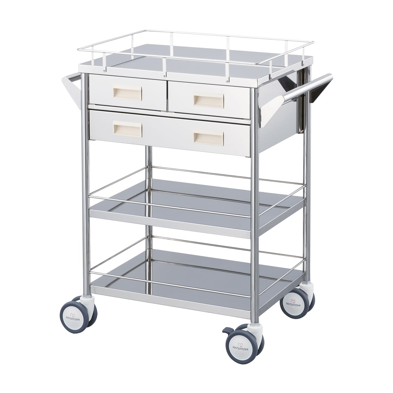 マツヨシ回診車 引出3コ付(三段) カート(回診車) 23-6006-02 MATSUYOSHI MY-1537(600X450X860)