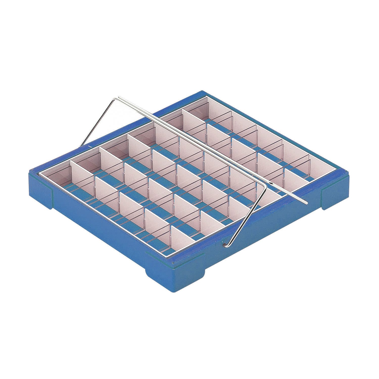 カラー散薬トレー(30人用)取手付 23-5662-02 日本医理器材 6144-04(ブルー)