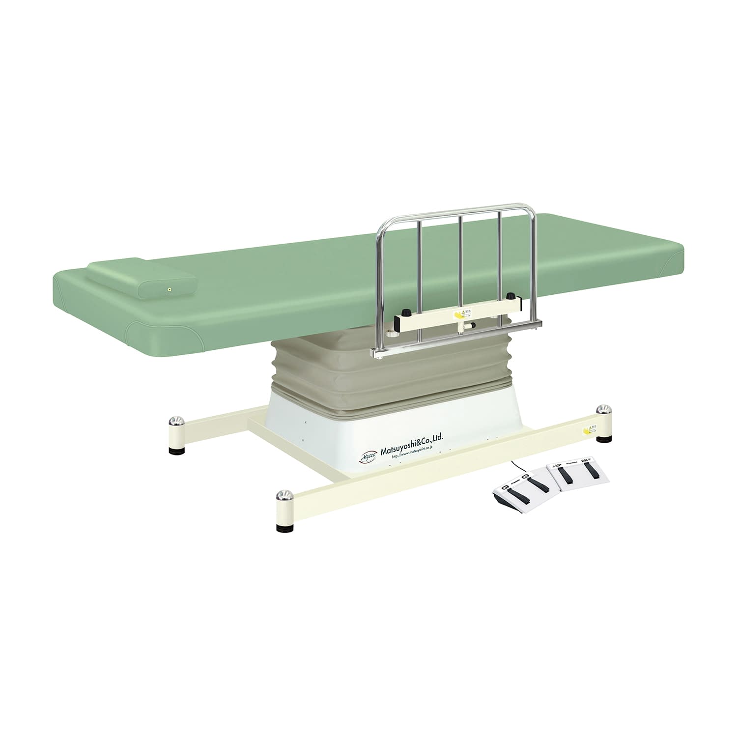 マツヨシ電動診察台 垂直電動Sレール 診察ベッド 23-5402-0103 ライトグリーン MATSUYOSHI MY-J101GS(W70CM)
