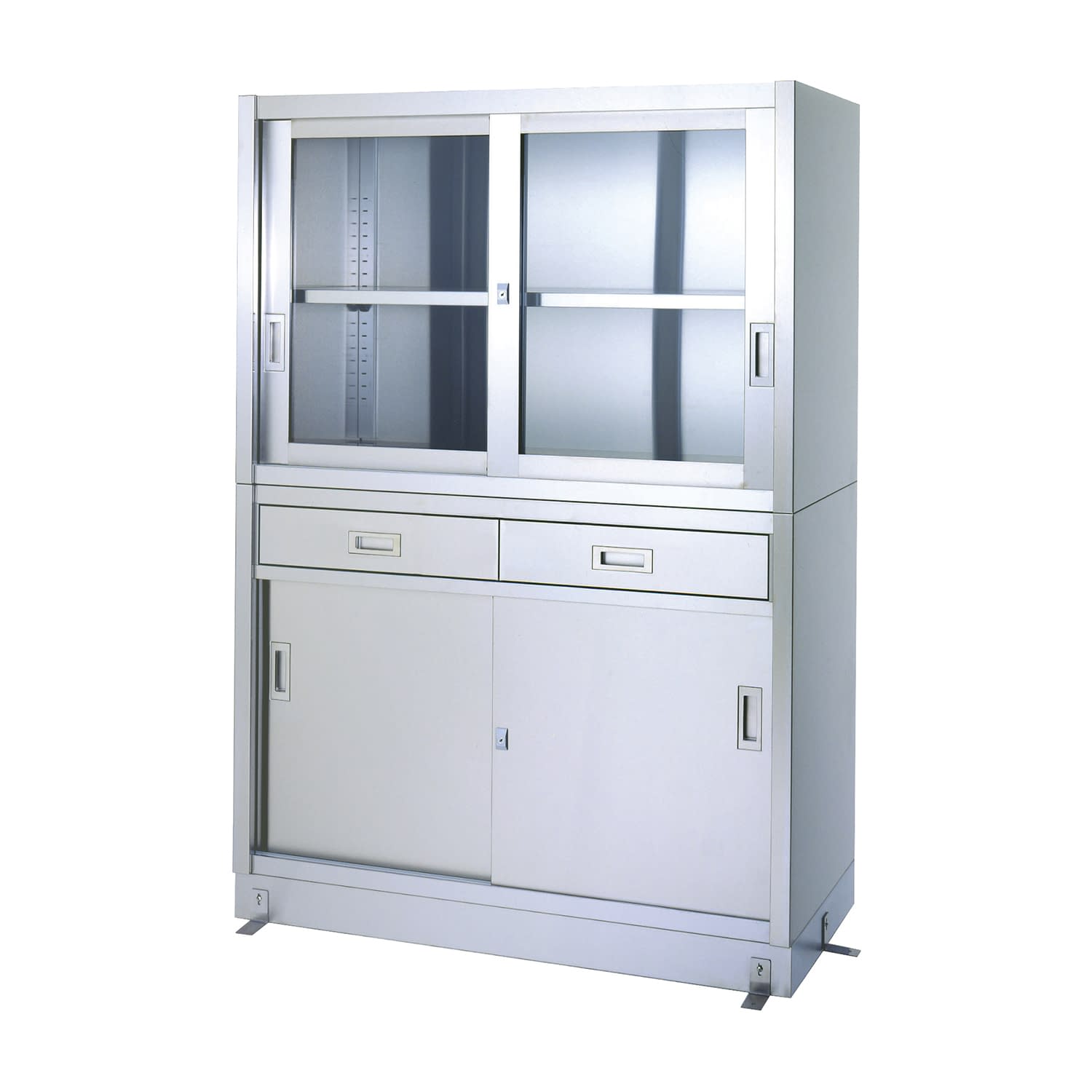 ステンレス保管庫(引出2コ) 作業台(中材) 23-5215-00 日本医理器材 NO.9045(W900MM)