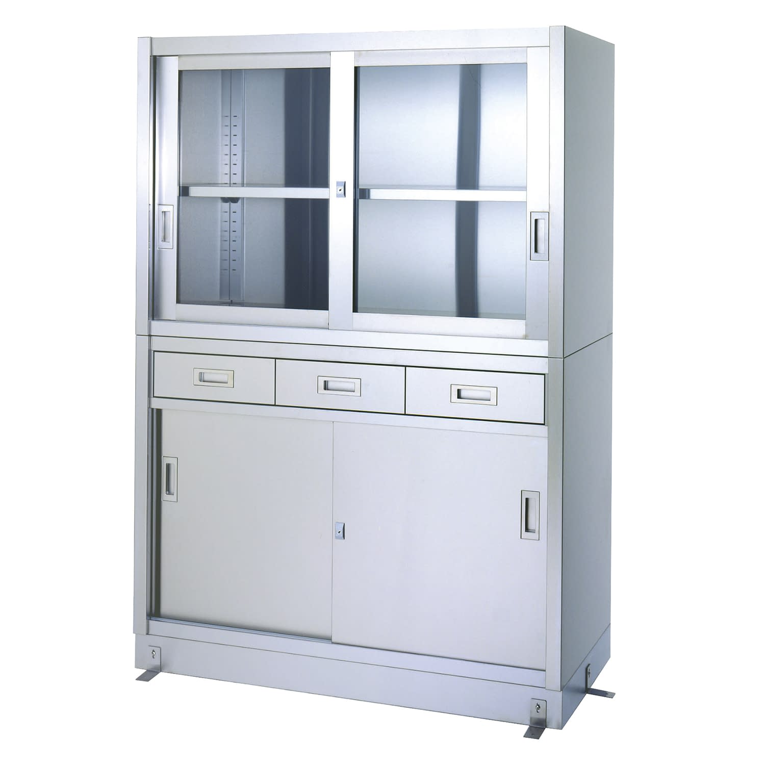 ステンレス保管庫(引出3コ) 作業台(中材) 23-5215-01 日本医理器材 NO.12045(W1200MM)