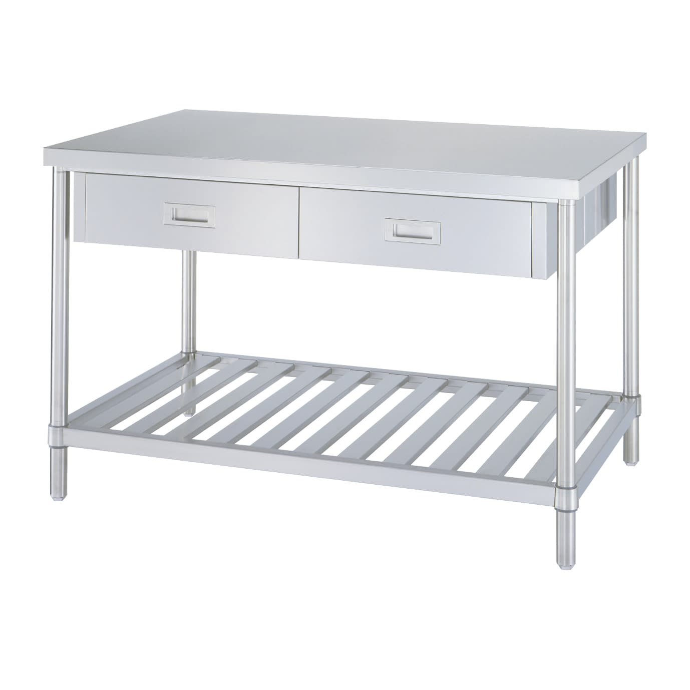 ステンレス作業台(両面引出付) 作業台(中材) 23-5216-00 日本医理器材 NO.12075(W1200MM)