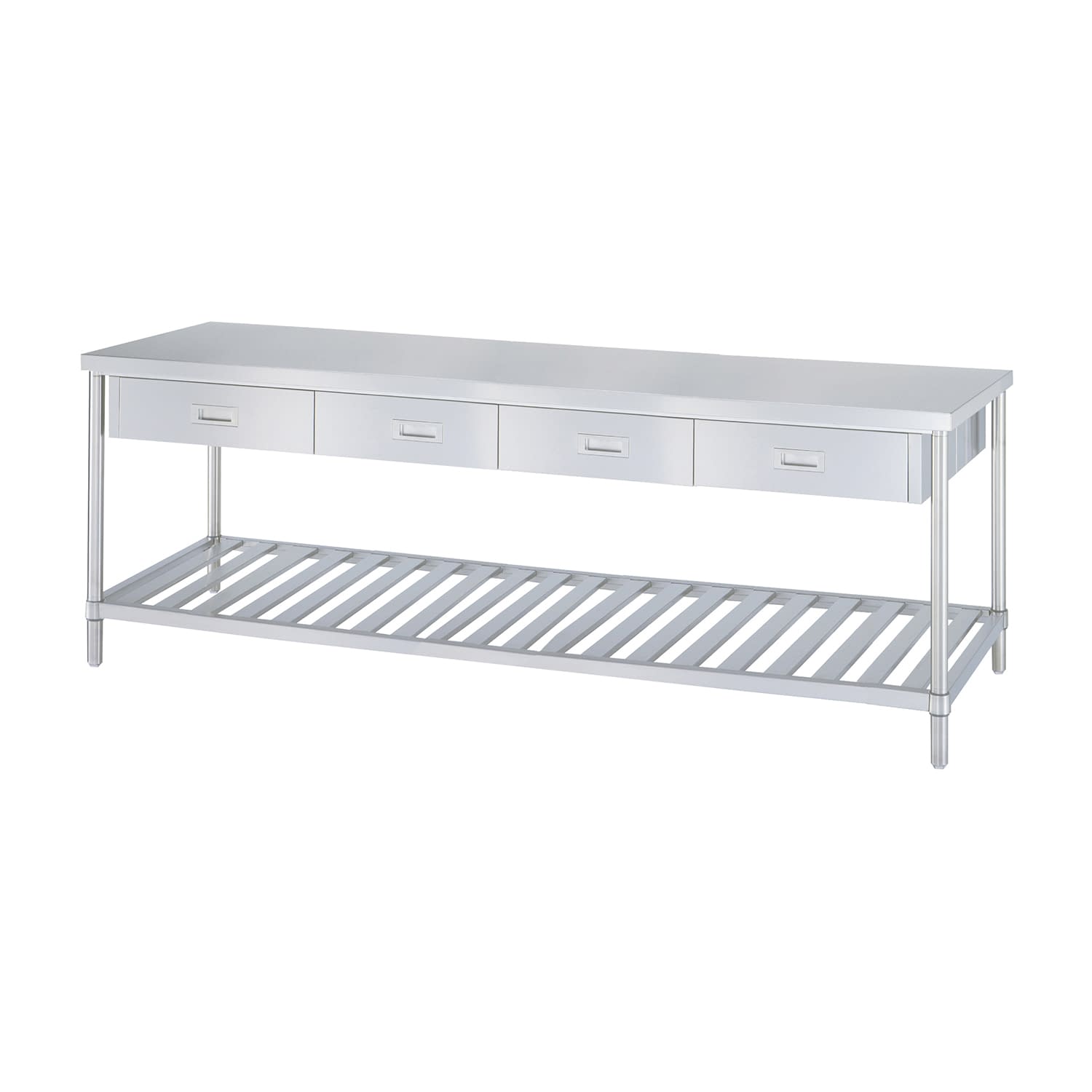 ステンレス作業台(両面引出付) 作業台(中材) 23-5216-02 日本医理器材 NO.18075(W1800MM)