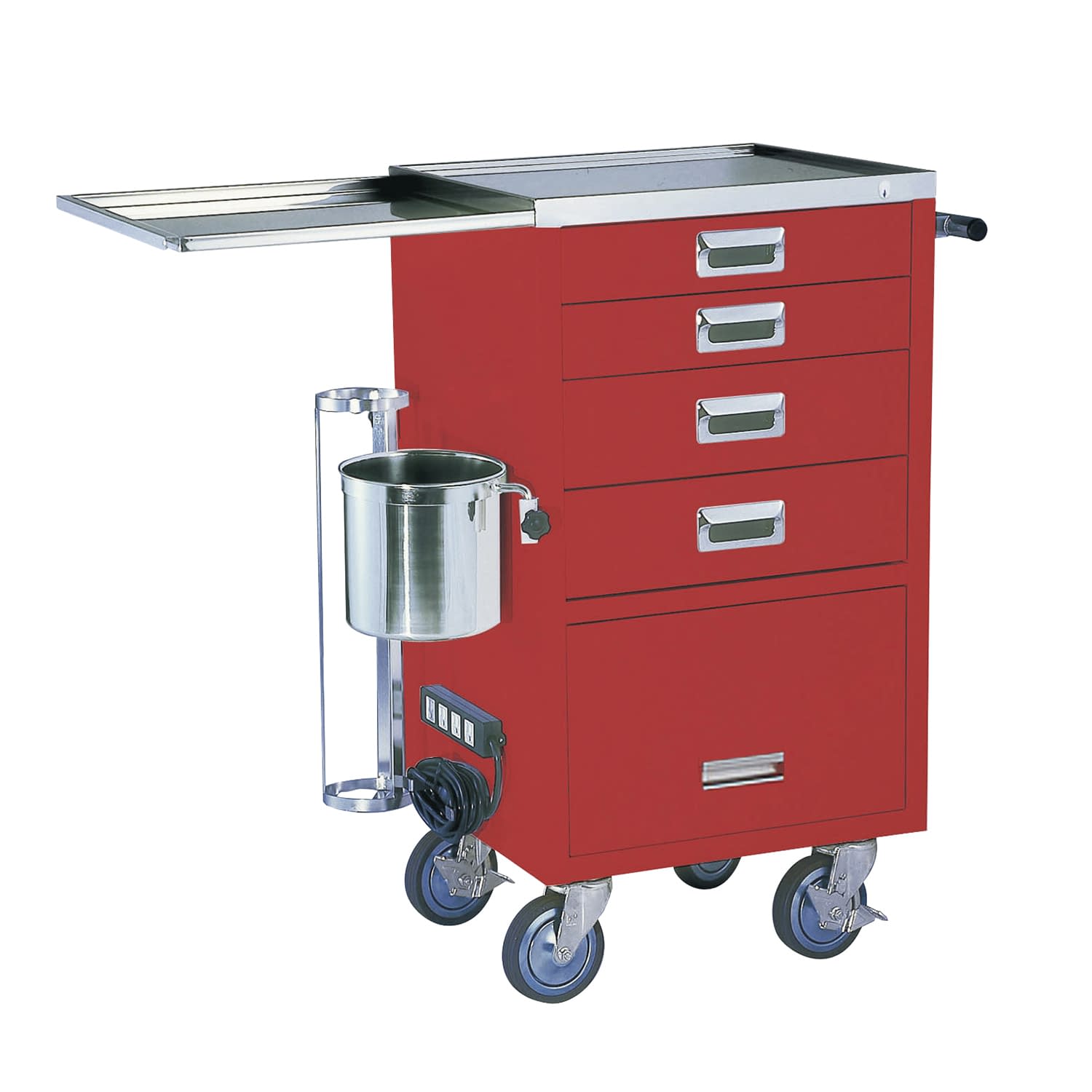 コンパクト救急カート(4段) エマージェンシーカート 23-5232-00 MATSUYOSHI YL-EC01R(レッド)